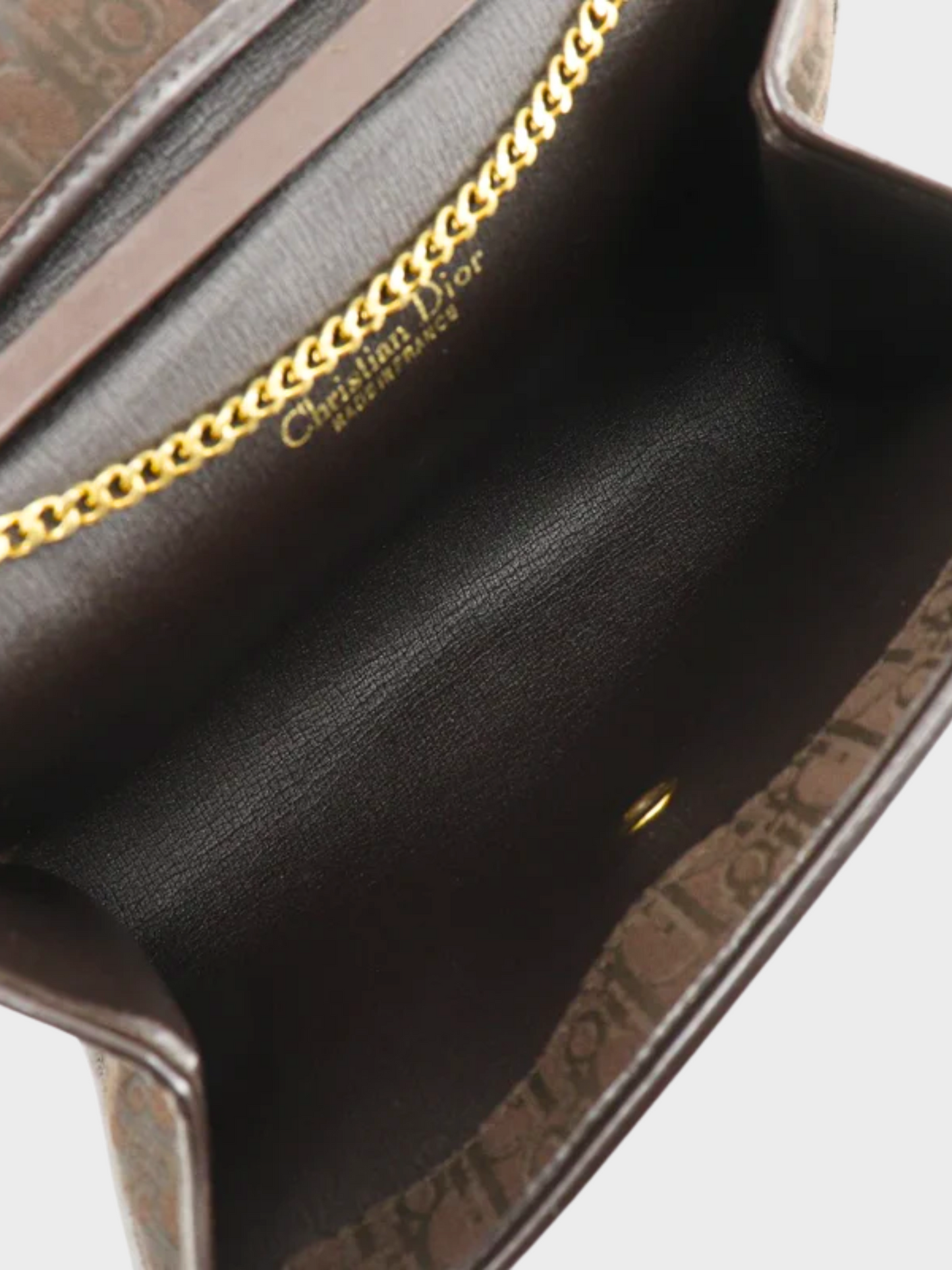Christian Dior 1990s Brown Trotter Chain Crossbody Clutch Bag