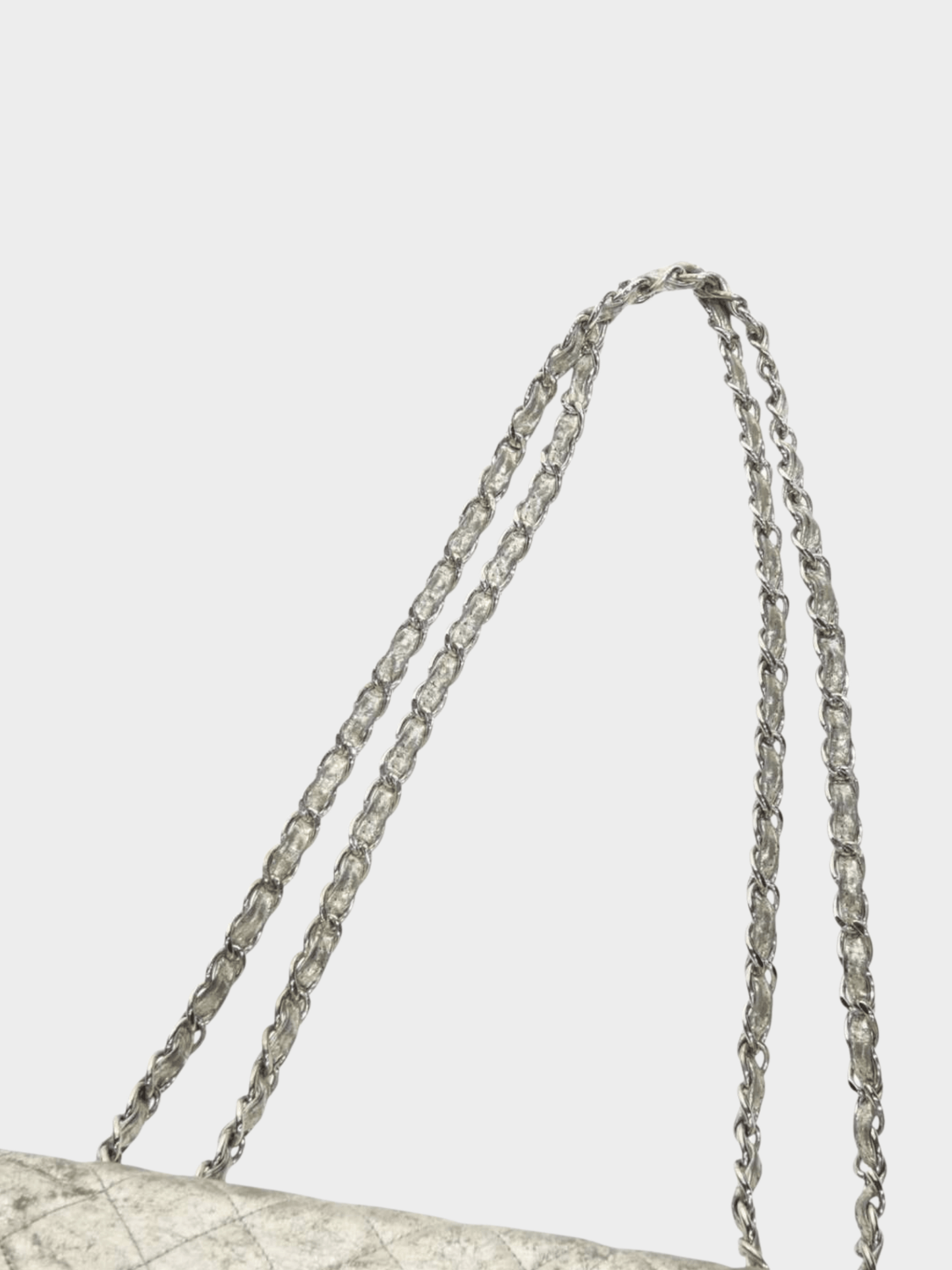 Chanel 2000s Silver Quilted Leather Classic Single Flap Bag