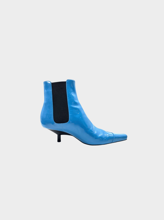 Loewe 2010s Blue Patent Leather Ankle Boots