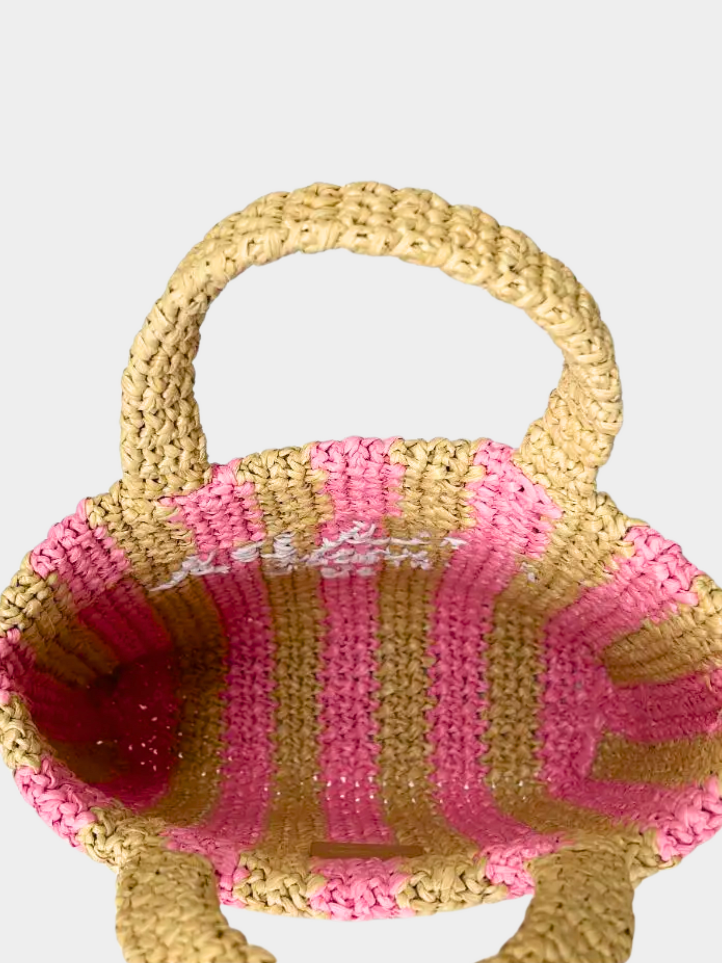 Prada 2010s Pink Raffia Crochet Tote Bag
