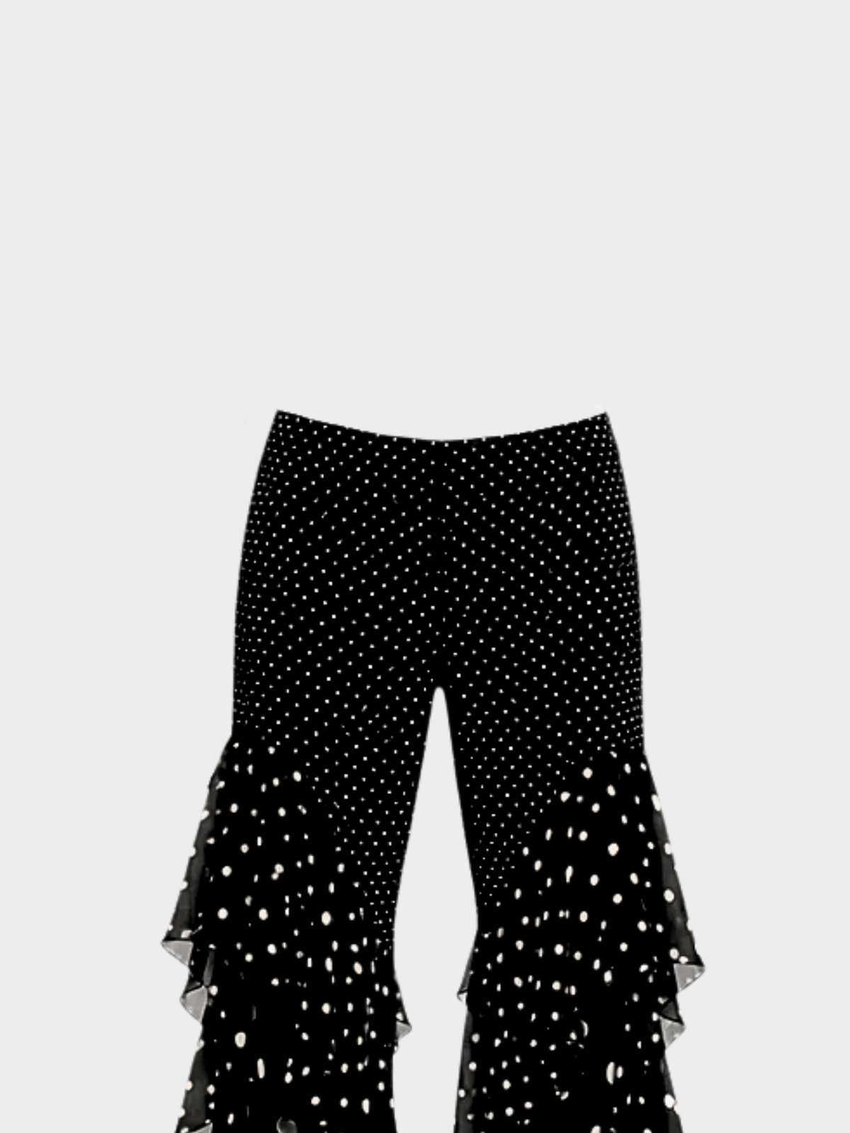 Valentino SS 2002 Runway Black Polka Dot Ruffle Silk Pants