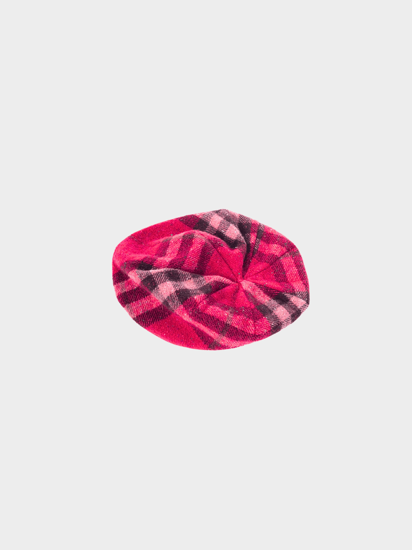 Burberry 2000s Pink Speckled-Check Wool Flannel Beret