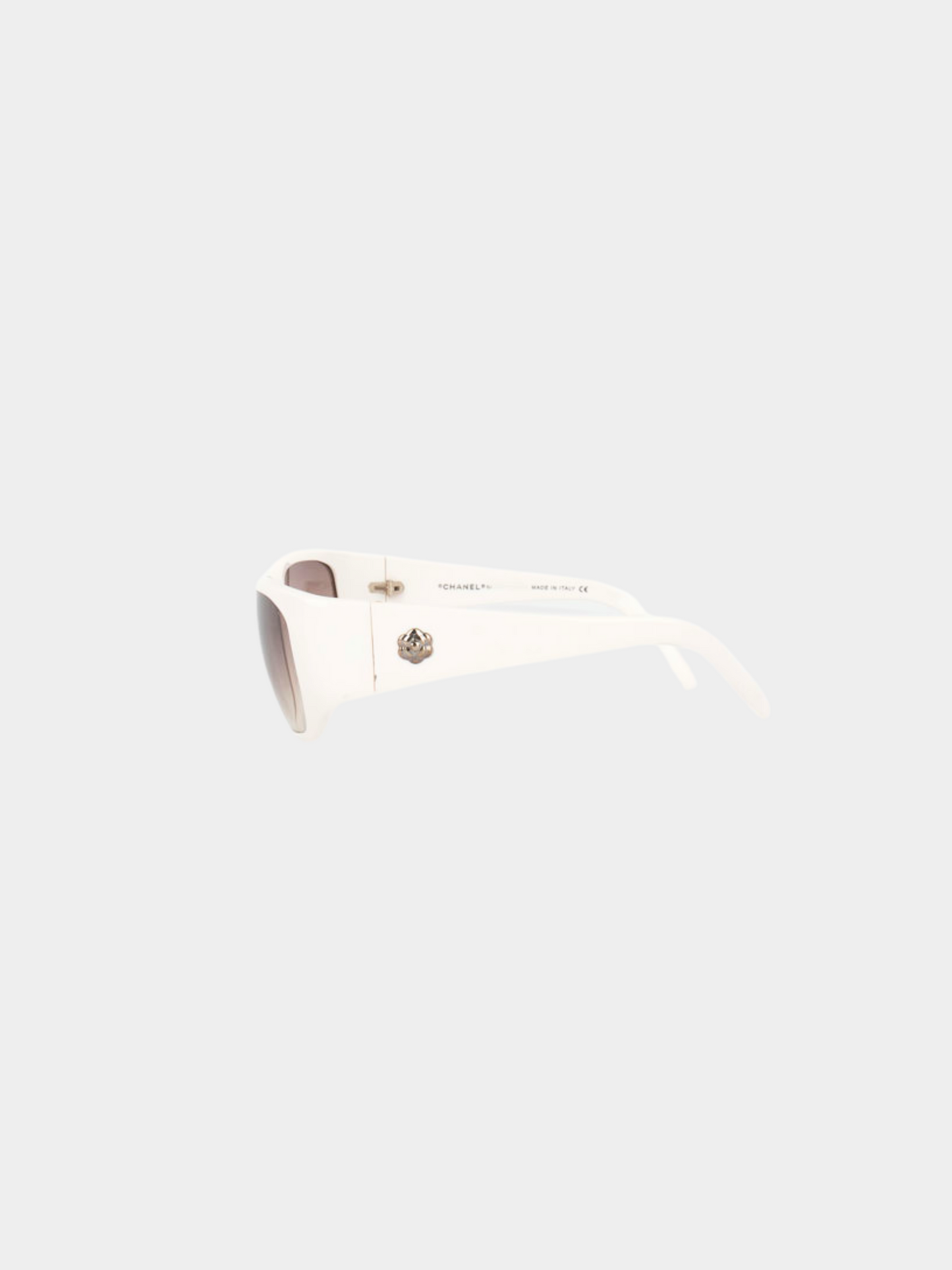 Chanel 2000s White CC Rectangle Sunglasses