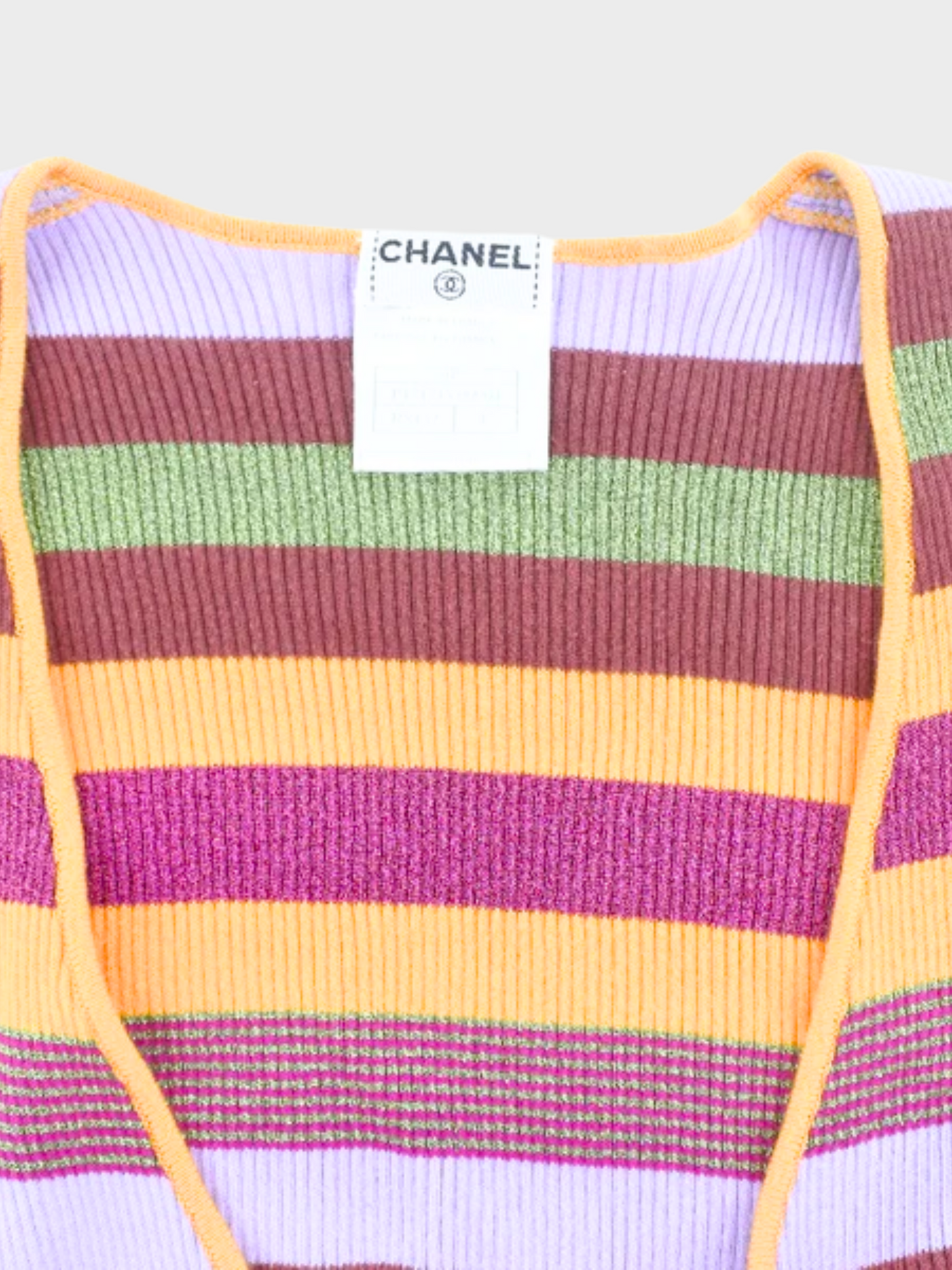Chanel 2010s Multicolored Striped Knit Long Sleeve Top