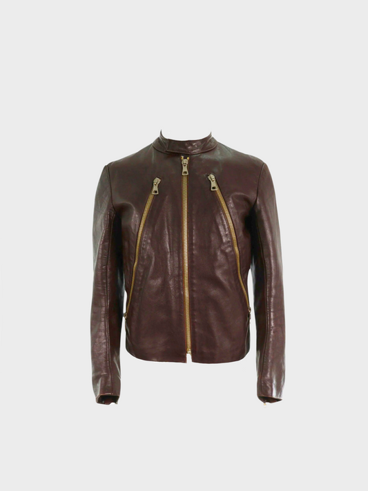 Maison Martin Margiela FW 1999 Brown Leather Zip Jacket
