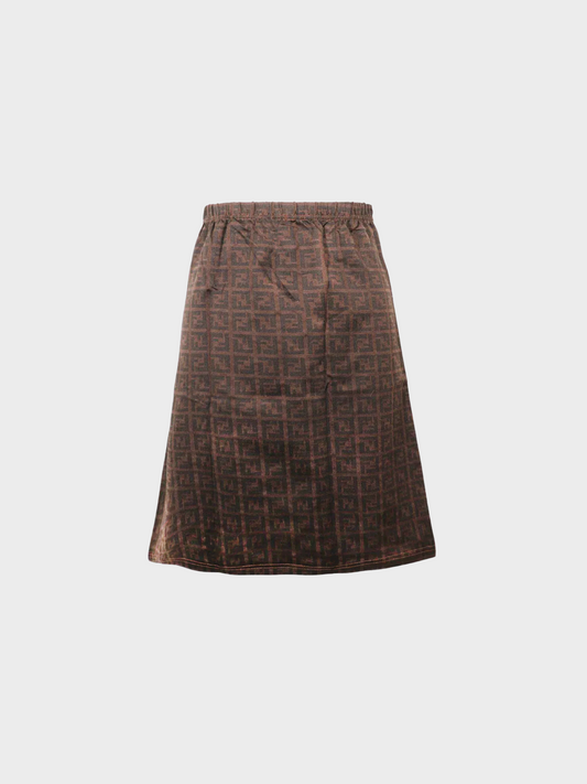 Fendi 1990s Brown Zucca Monogram Nylon Skirt