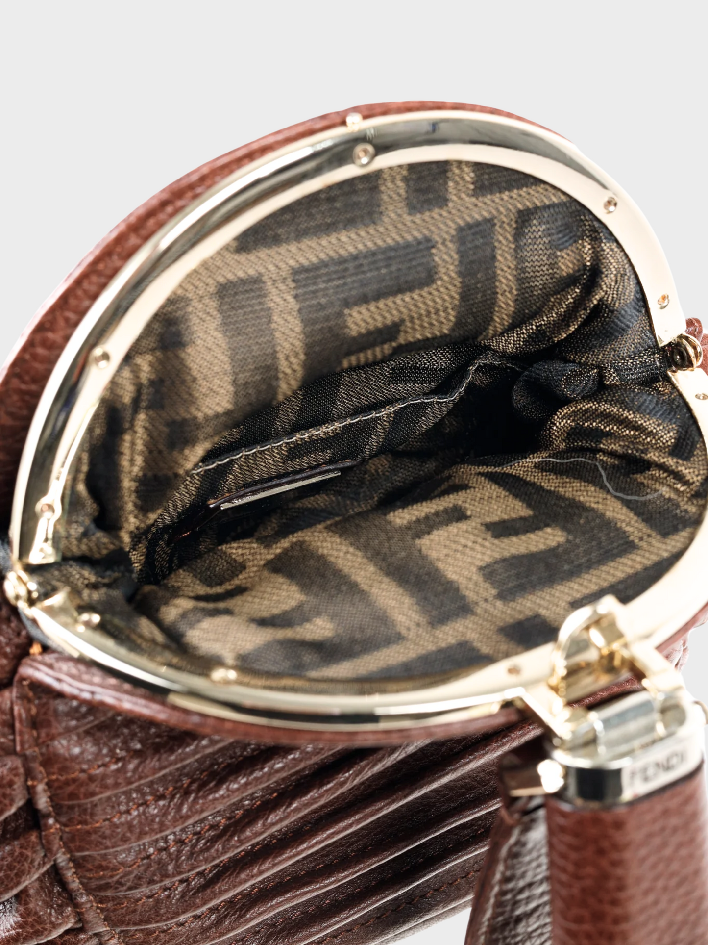 Fendi SS 2005 Brown Spy Runway Pleated Clutch