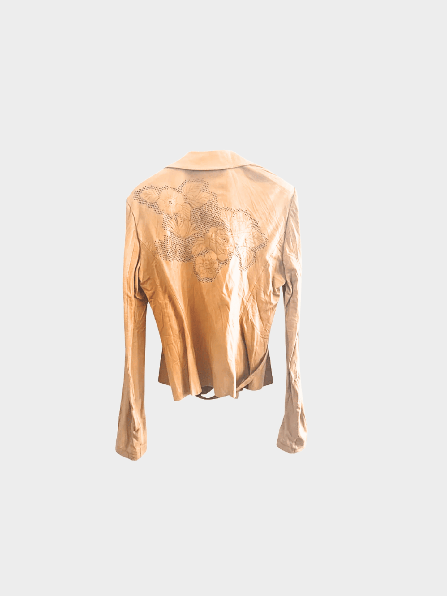 Roberto Cavalli 2000s Tan Embroidered Leather Jacket