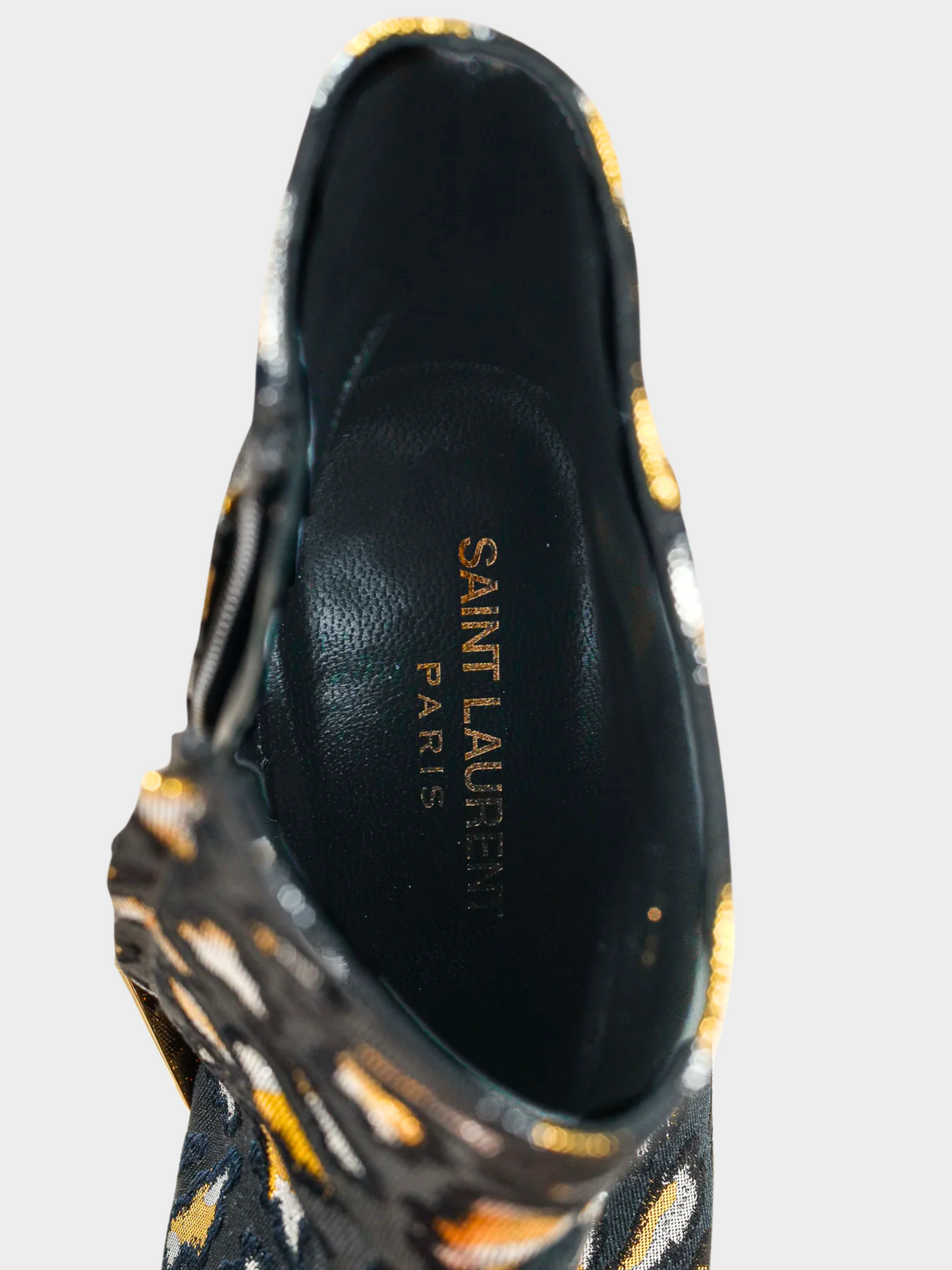 Yves Saint Laurent 2010s Black Glitch Leopard Jacquard Loulou Ankle Boots
