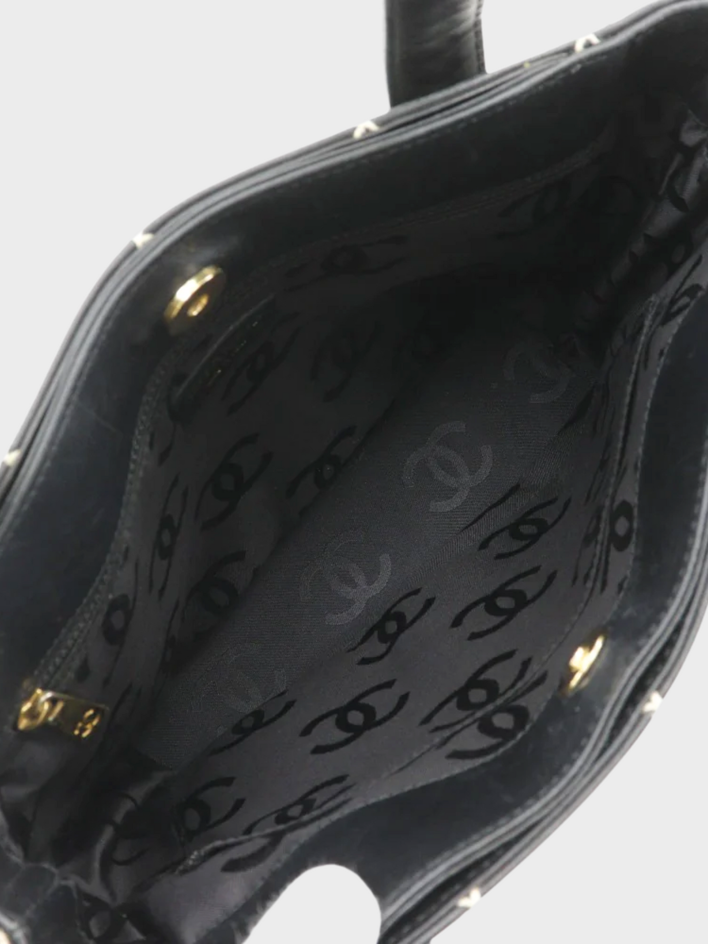 Chanel 2002 Black Wild Stitch Tote Handbag