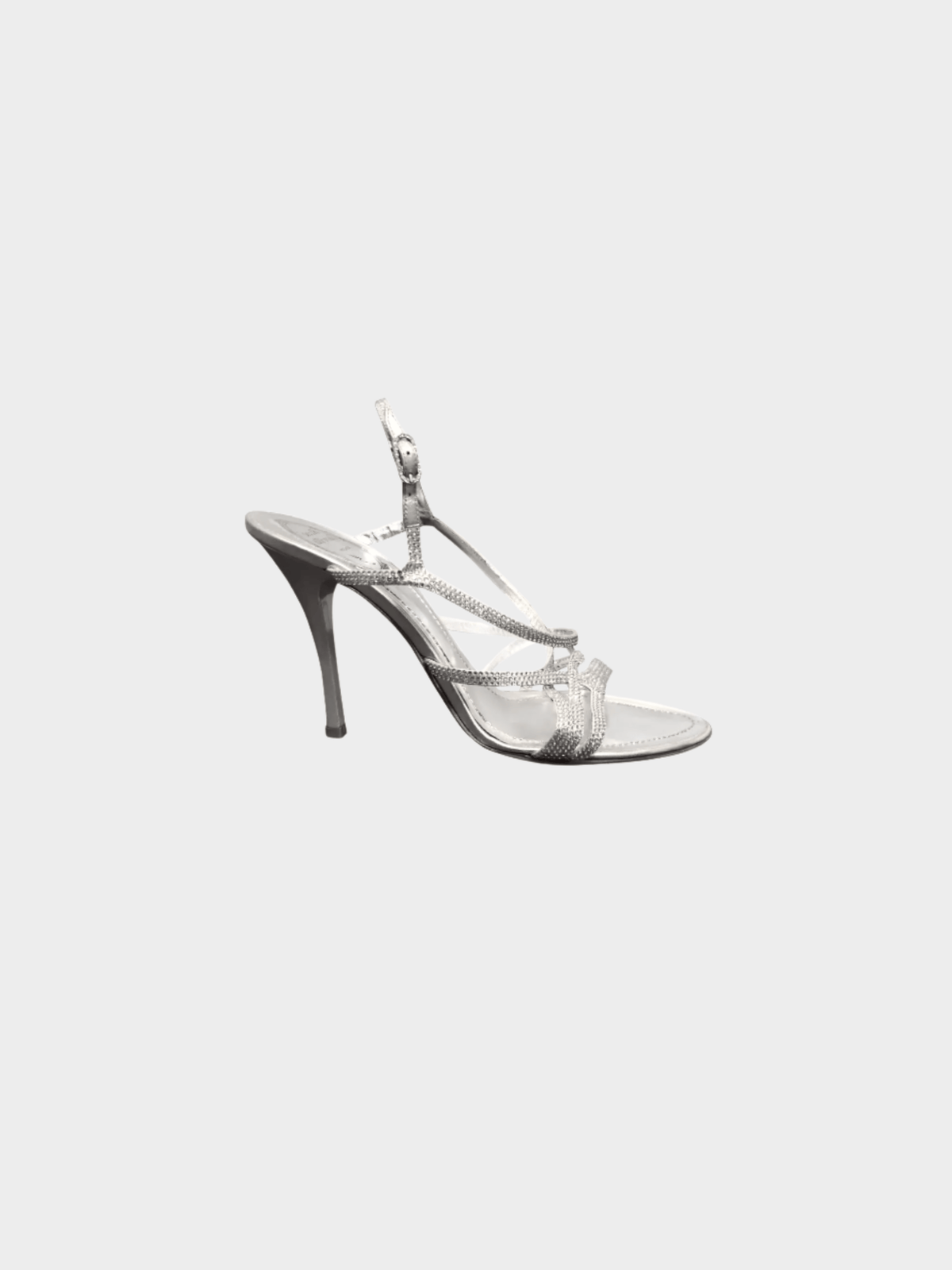 René Caovilla 2000s Silver Crystal Strappy Heels