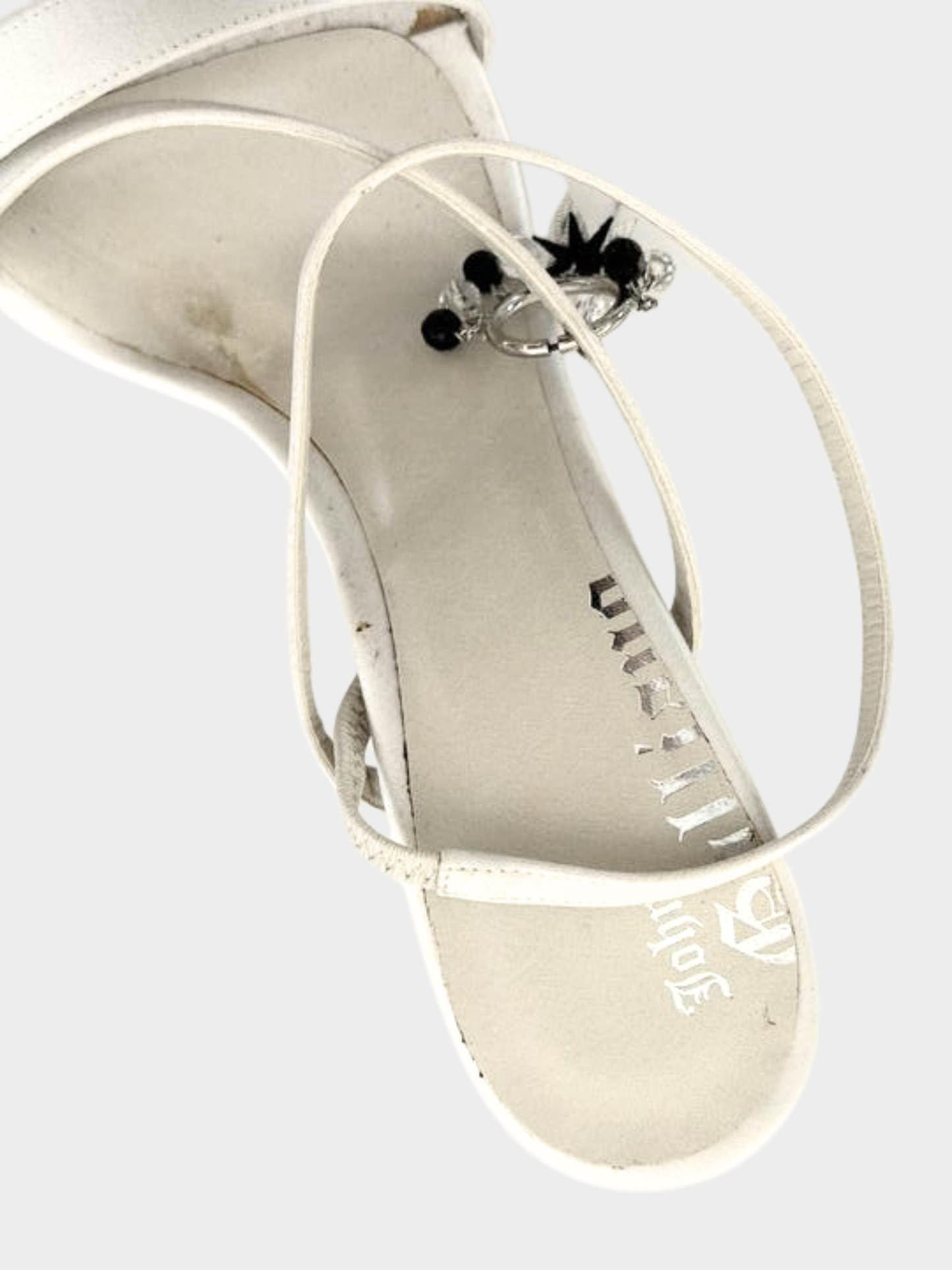 John Galliano 2000s White Leather Charm Gazette Heels
