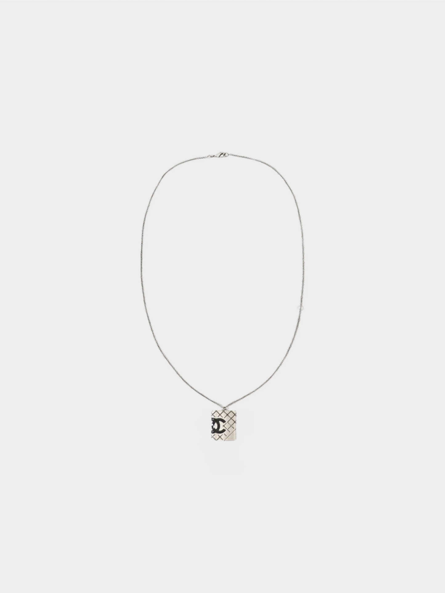 Chanel 2010s Silver Cambon Line Coco Logo Necklace