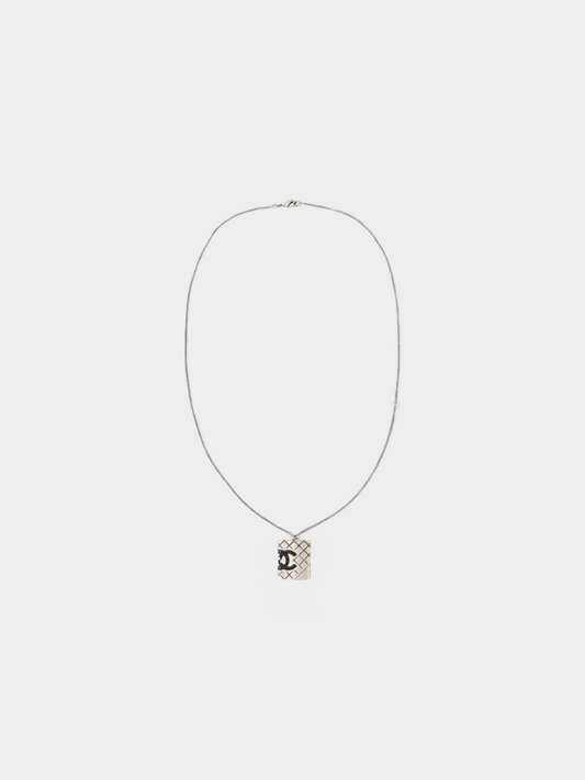 Chanel 2010s Silver Cambon Line Coco Logo Necklace