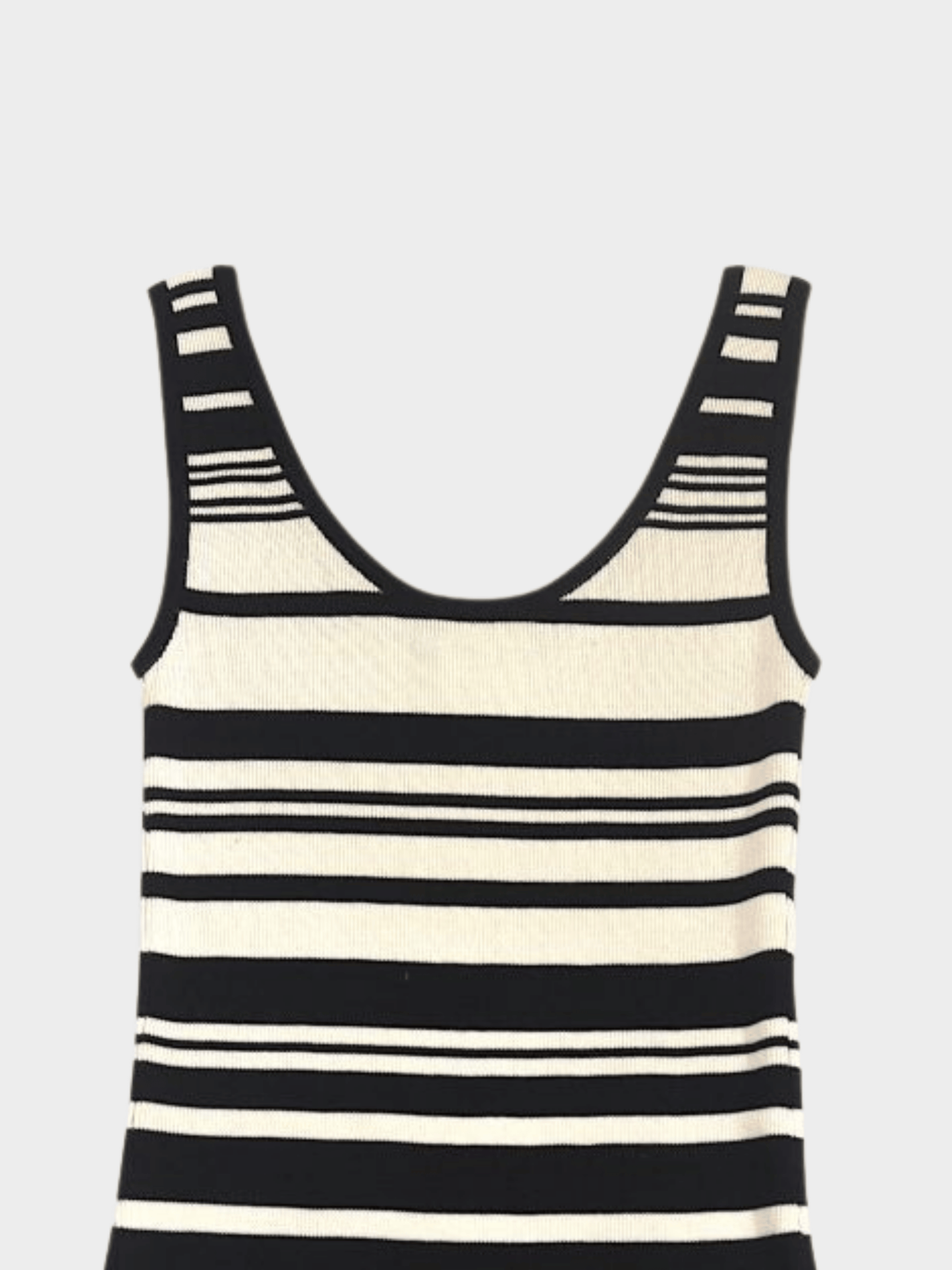Chanel 1998 CC Logo Embroidered Striped All-in-One Bodysuit