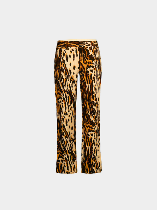 Dolce and Gabbana 2000s Brown Cheetah Straight Leg Pants
