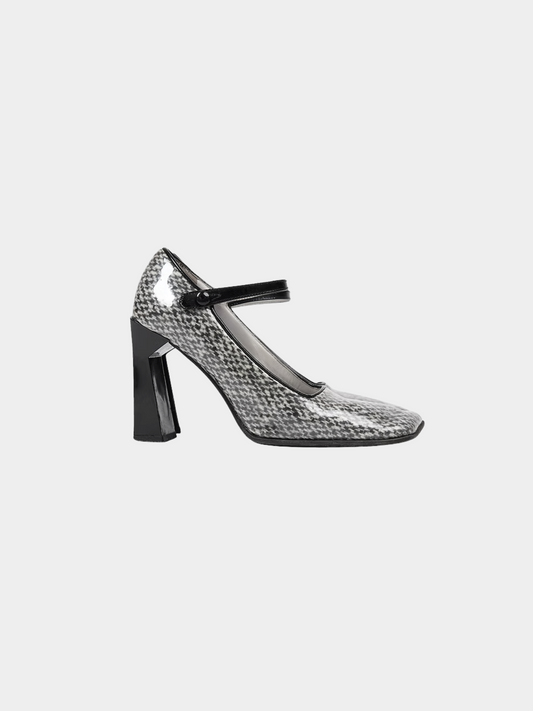 Miu Miu FW 1990 Black Plastic Tweed Heels
