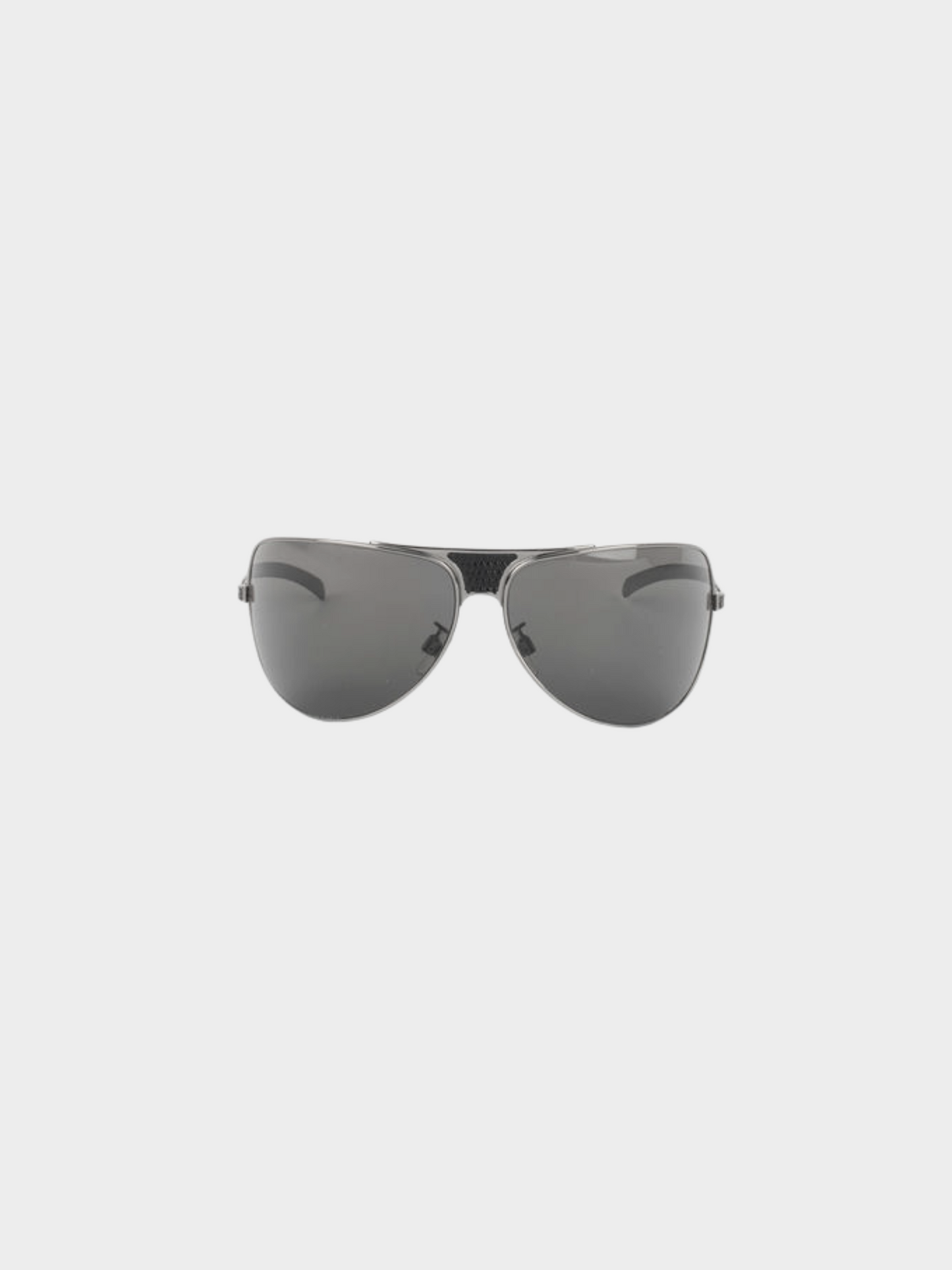 Chanel 2000s Black Metal Aviator Sunglasses