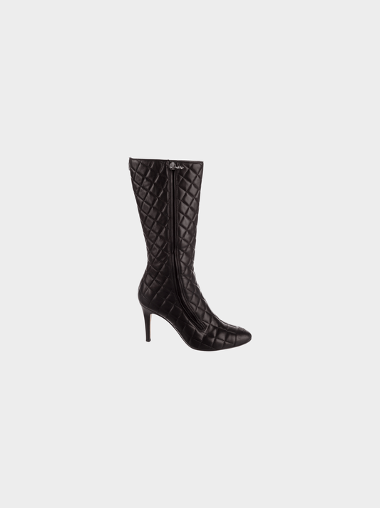 Chanel 2000s Black Interlocking CC Logo Rain Boots