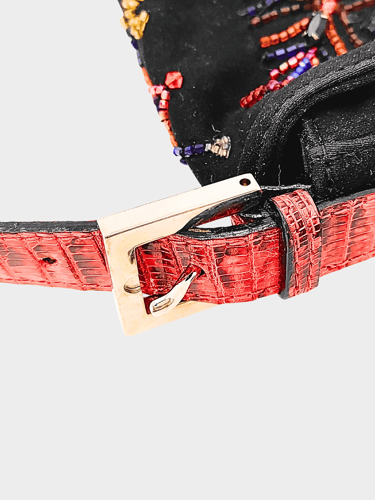 Fendi 2000s Beaded Jersey with Lizard Baguette Bag