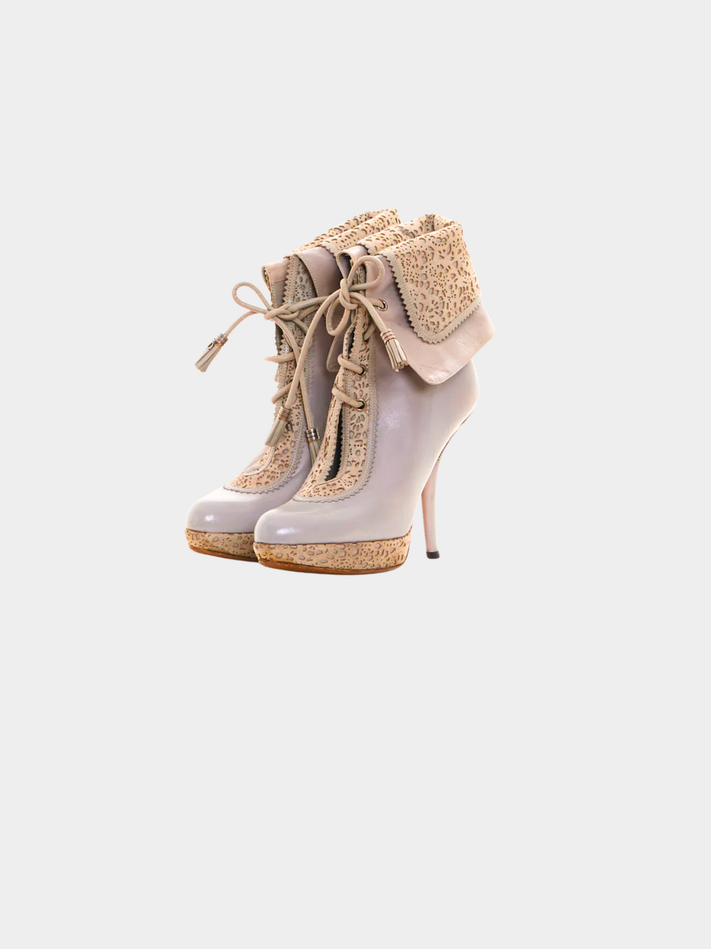 Christian Dior by Raf Simons 2010s Grey Leather Laser Cut Suede Ankle Boots