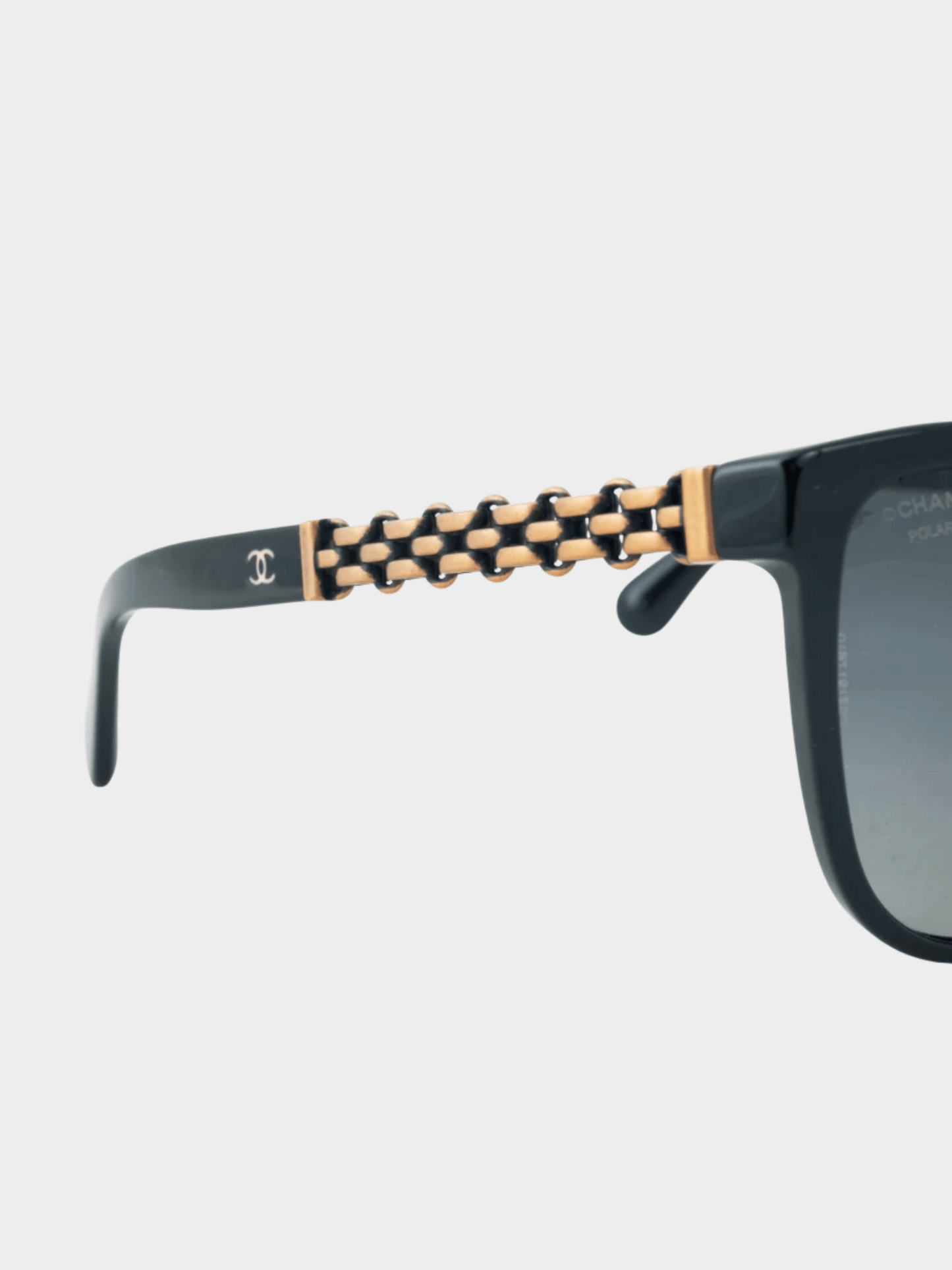 Chanel 2010s Black Chain-Temple Butterfly Sunglasses