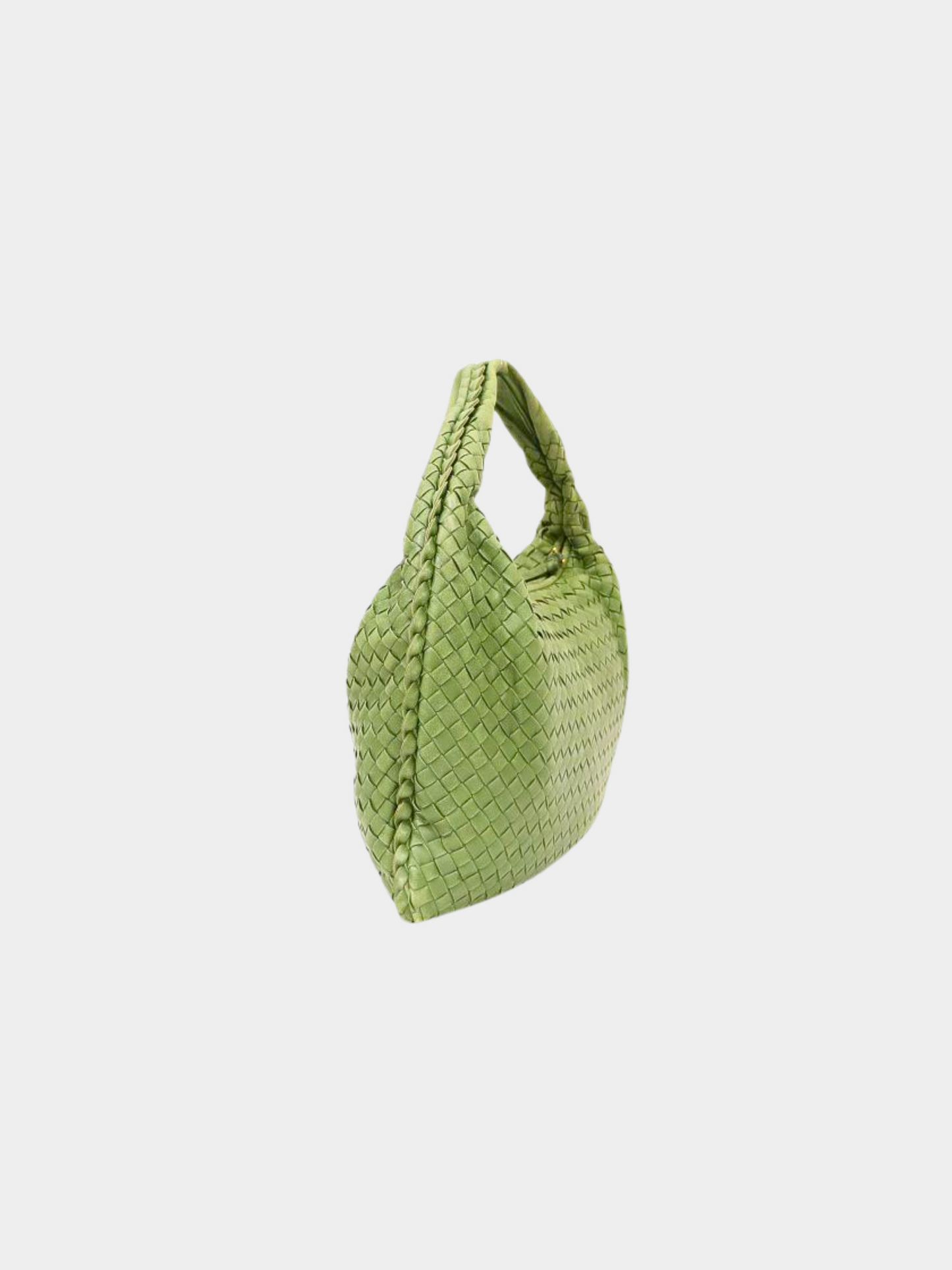 Bottega Veneta 2010s Green Intrecciato Shoulder Bag