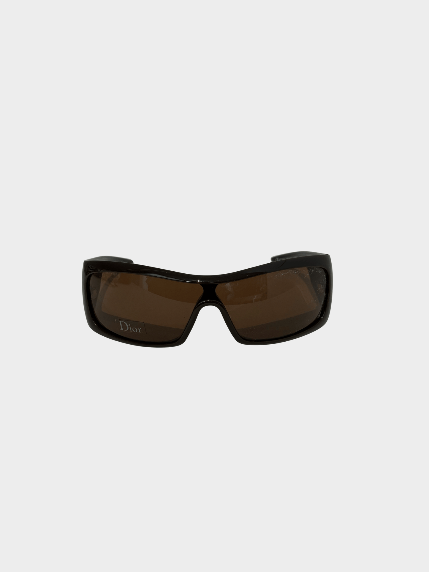Christian Dior 2000s Black Cannage Logo Rectangle Sunglasses