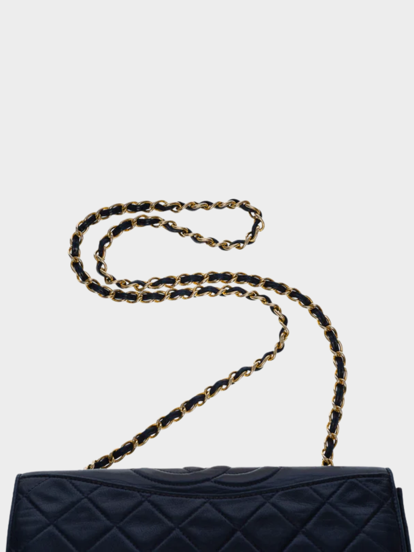 Chanel 1990s Navy Leather Full Flap Handbag