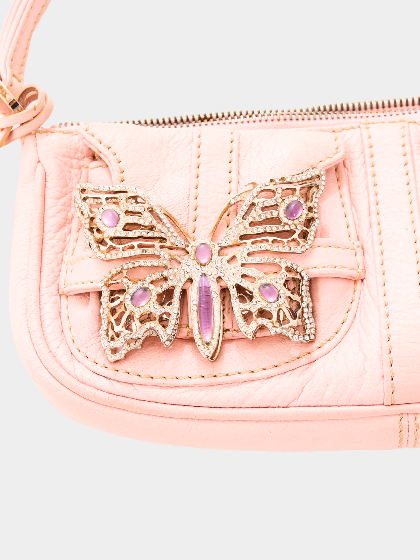 Valentino SS 2004 Pink rhinestone butterfly handbag