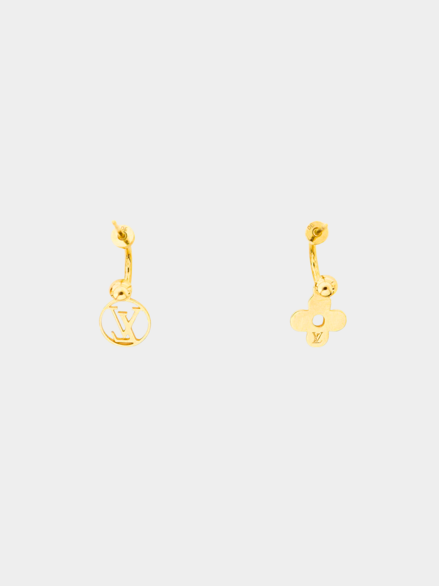 Louis Vuitton 2010s Gold Monogram Stud Earrings