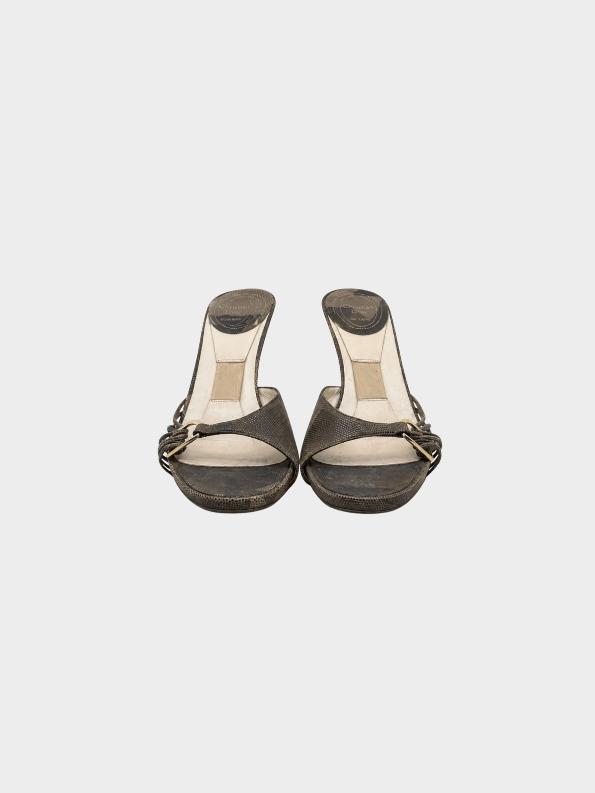 Christian Dior SS 2001 by John Galliano Brown Lizard-Effect Heeled Sandals