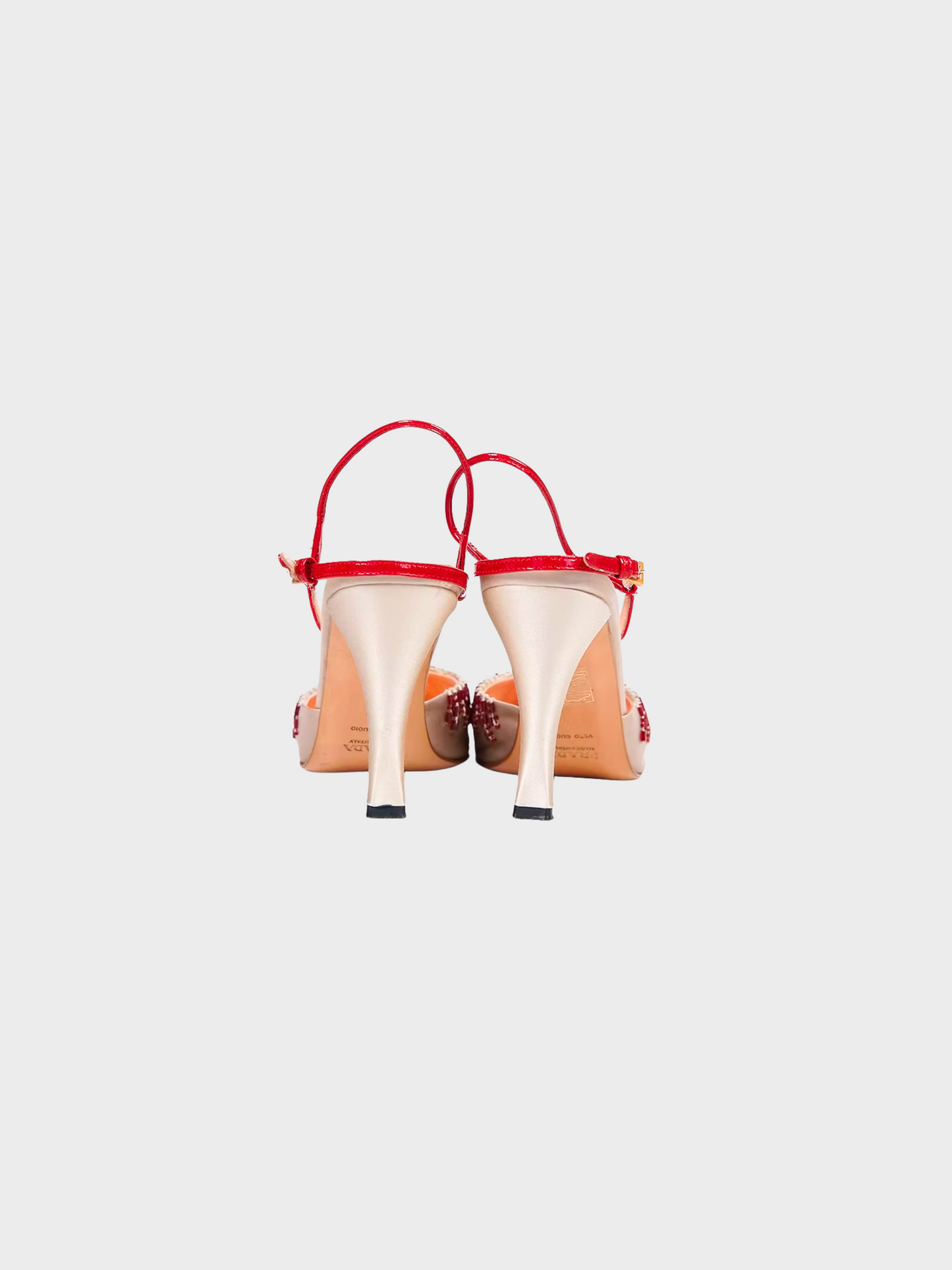Prada SS 2000 Beige Beaded Satin Heels