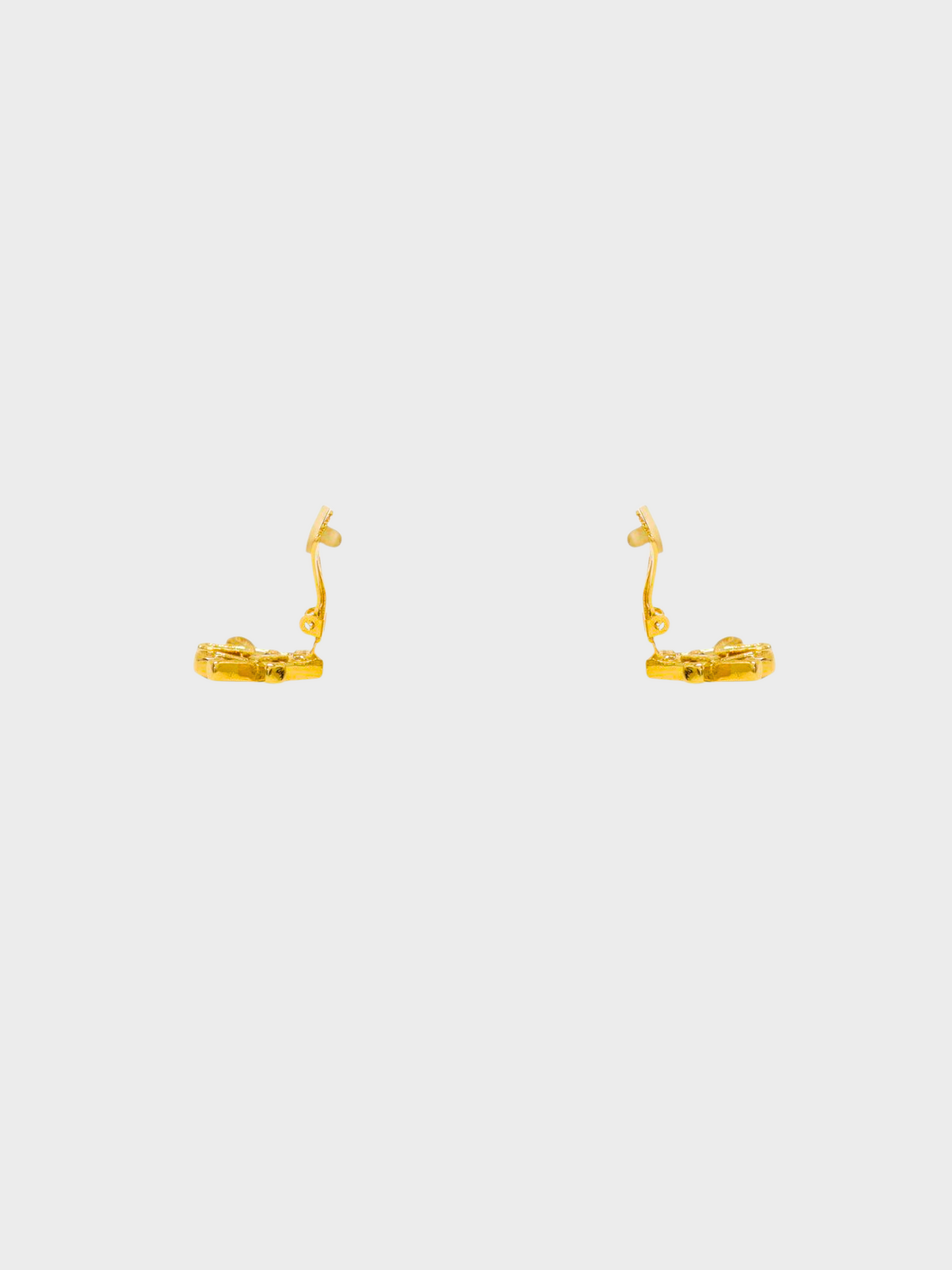 Yves Saint Laurent 2010s Gold Heart Rhinestone Clip-On Earrings
