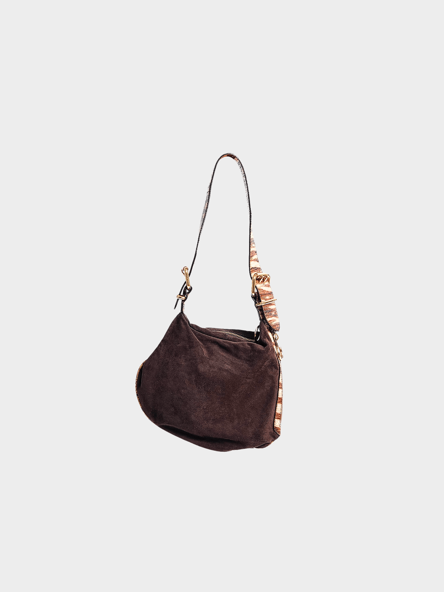 Fendi FW 2002 Brown Embroidered Oyster Bag