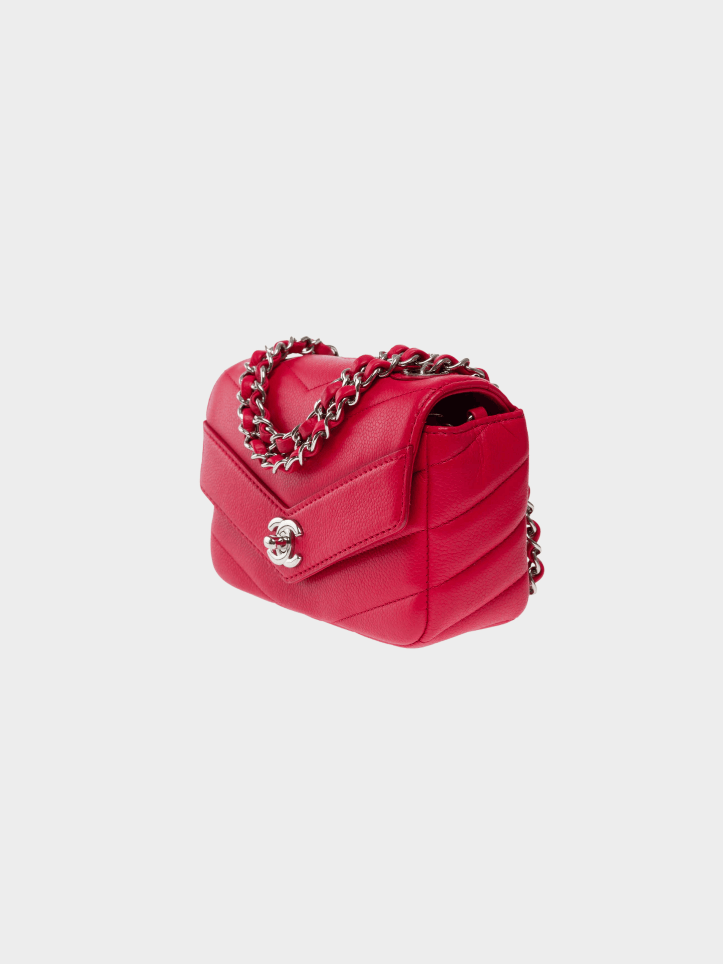 Chanel 2017 Red Mini Lady Chevron Flap Bag