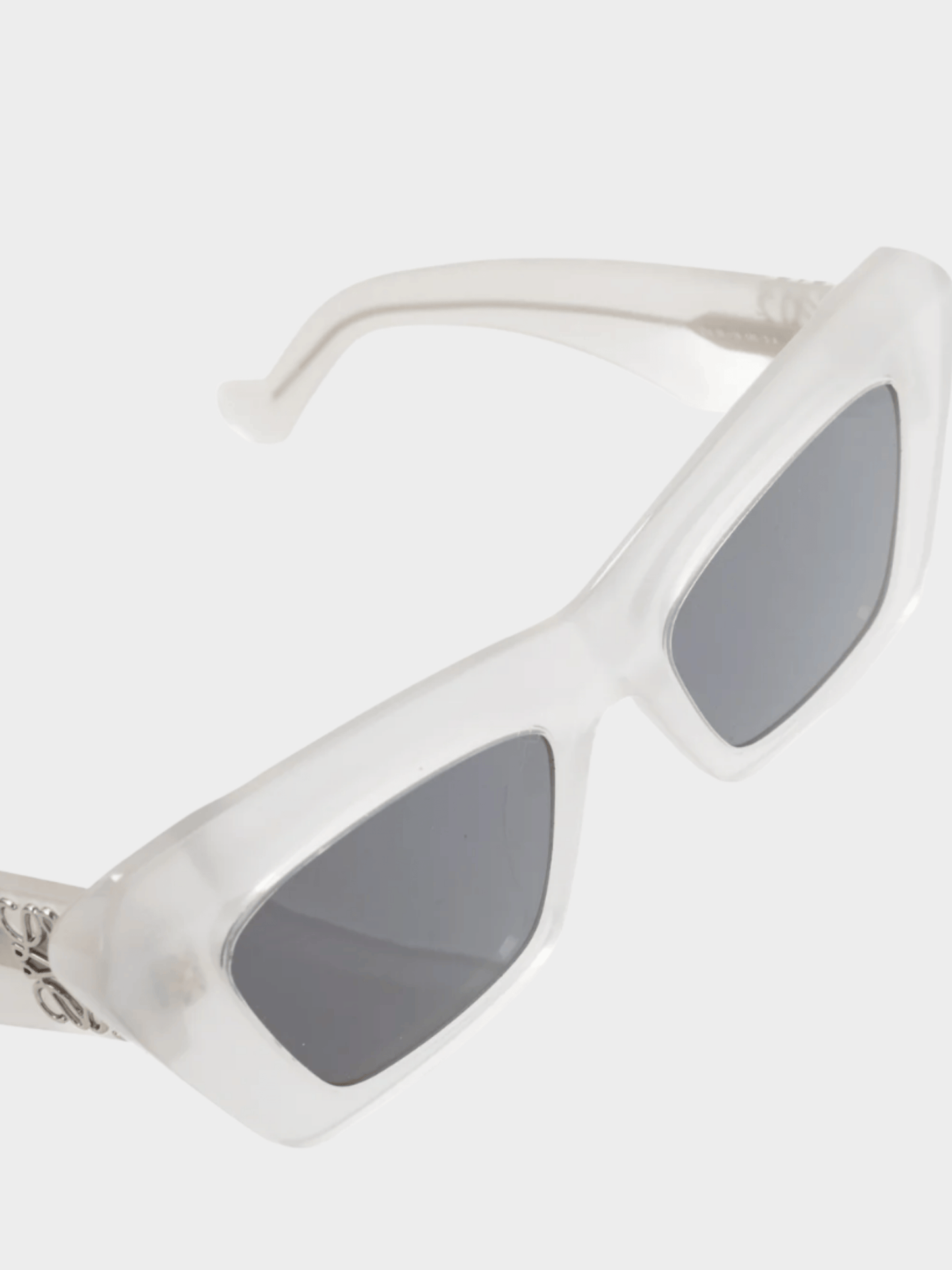 Loewe 2020s Transparent White Anagram-Temple Cat-Eye Sunglasses