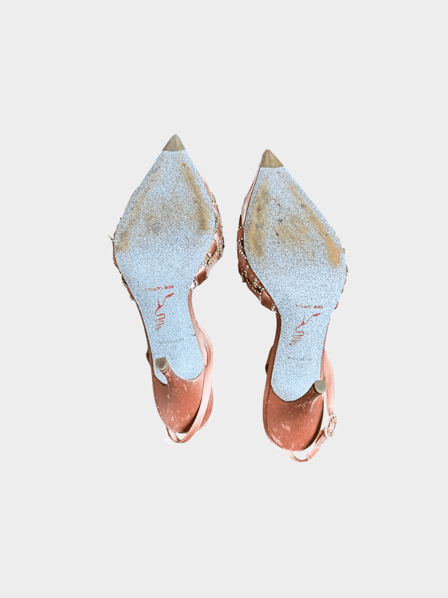 René Caovilla 2010s Pink Satin Juliette Slingback Heels
