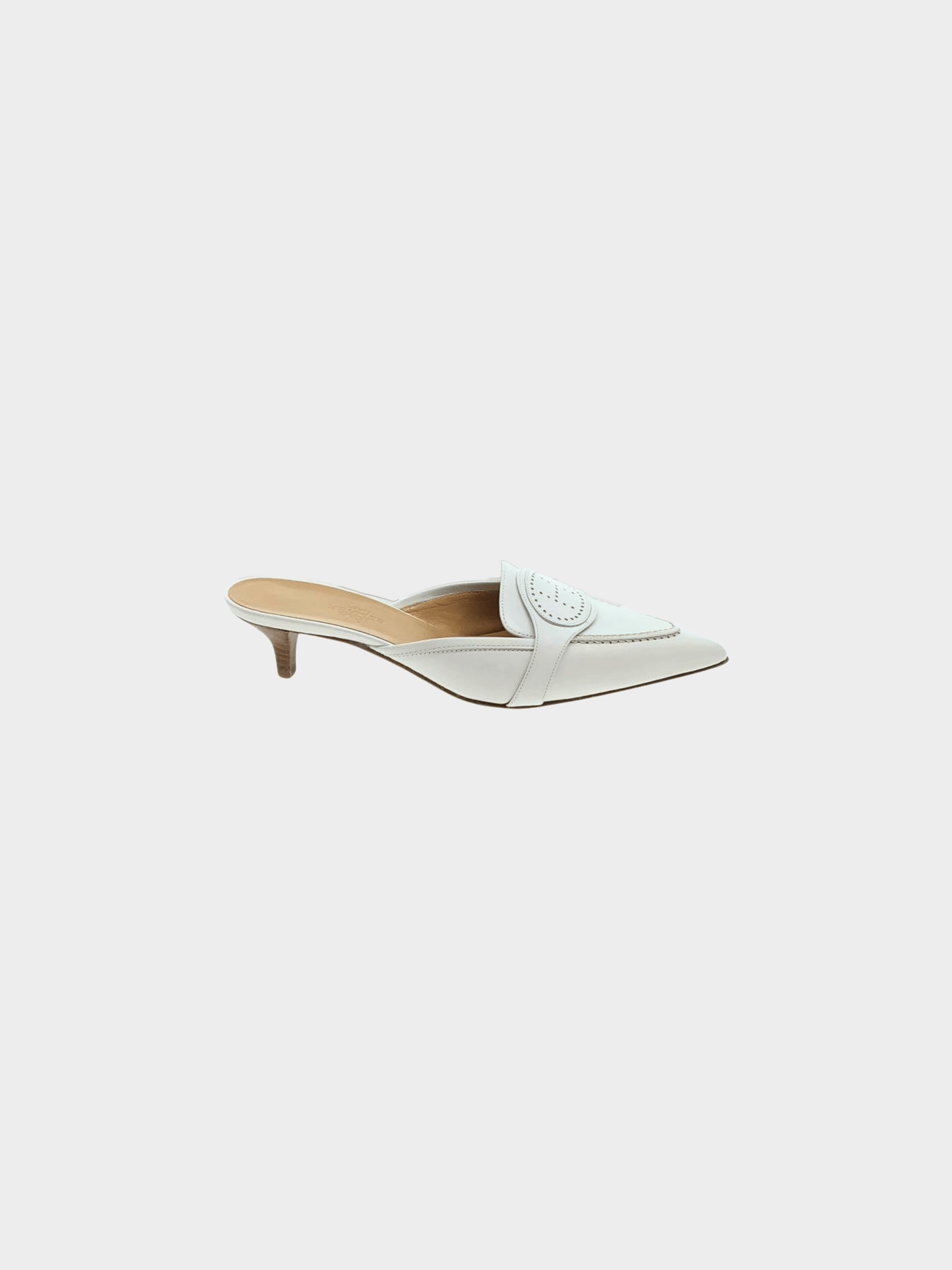 Hermes 2000s White Pointed Toe Mule