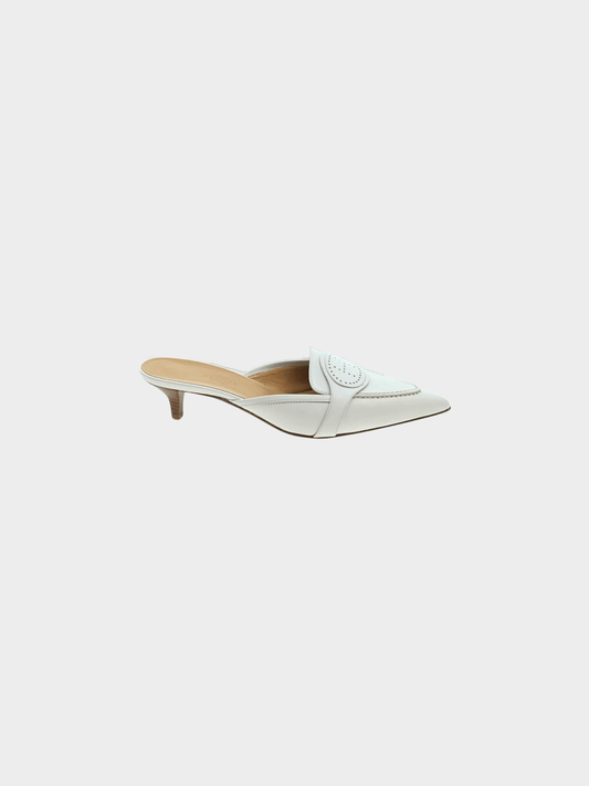 Hermes 2000s White Pointed Toe Mule