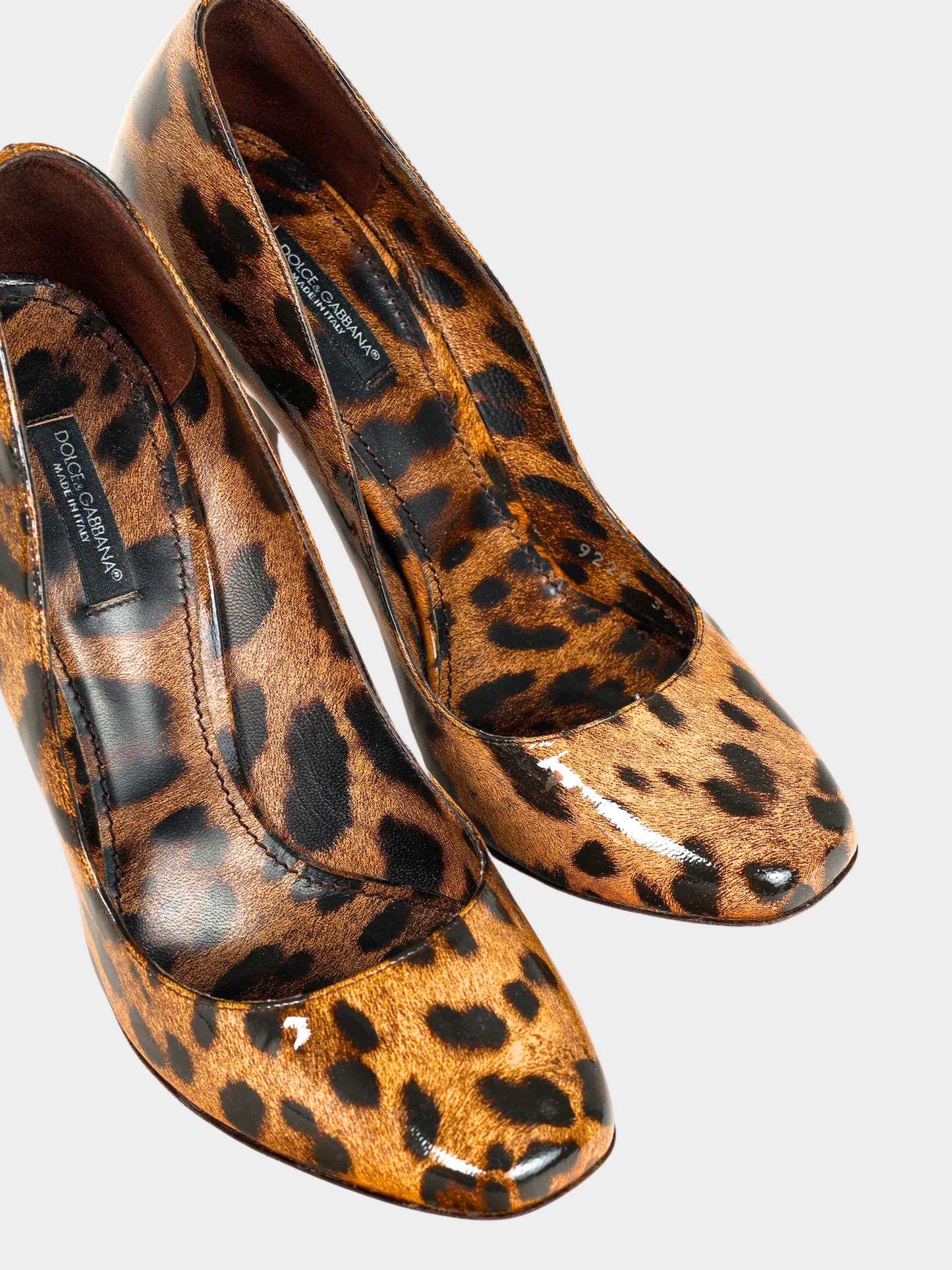 Dolce and Gabbana 2010s Brown Leopard Patent Leather Pumps