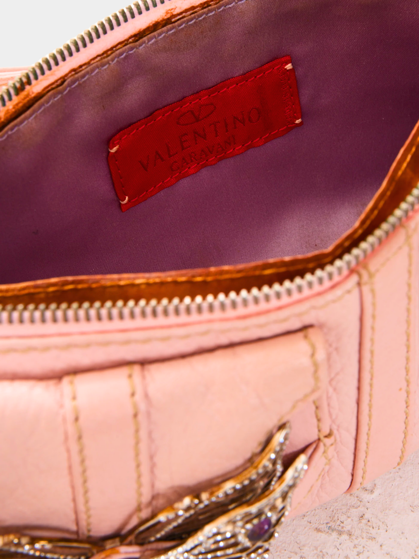 Valentino SS 2004 Pink rhinestone butterfly handbag