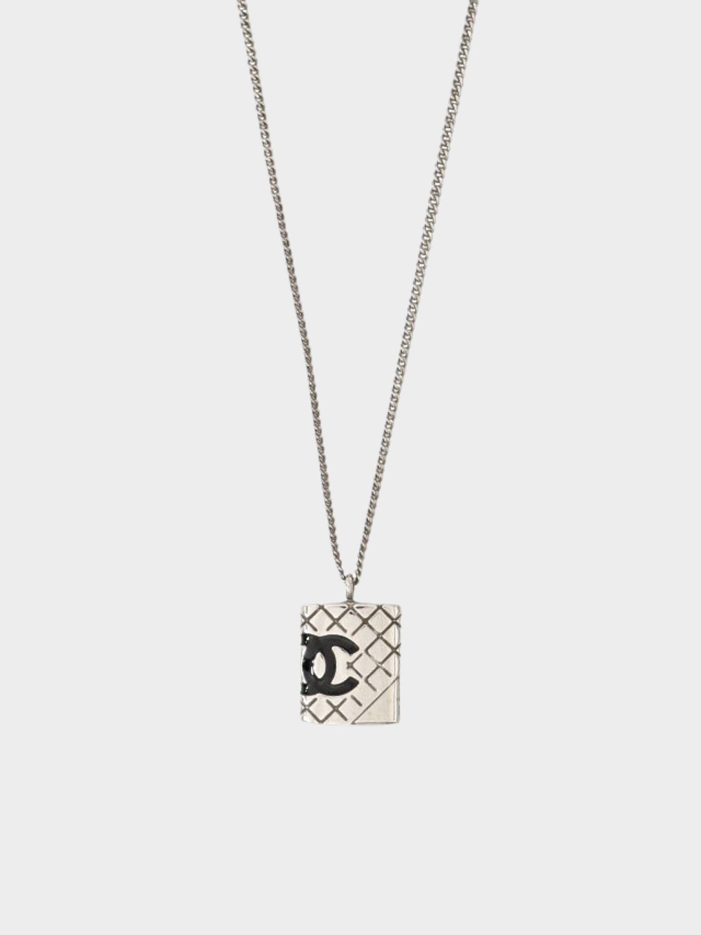 Chanel 2010s Silver Cambon Line Coco Logo Necklace