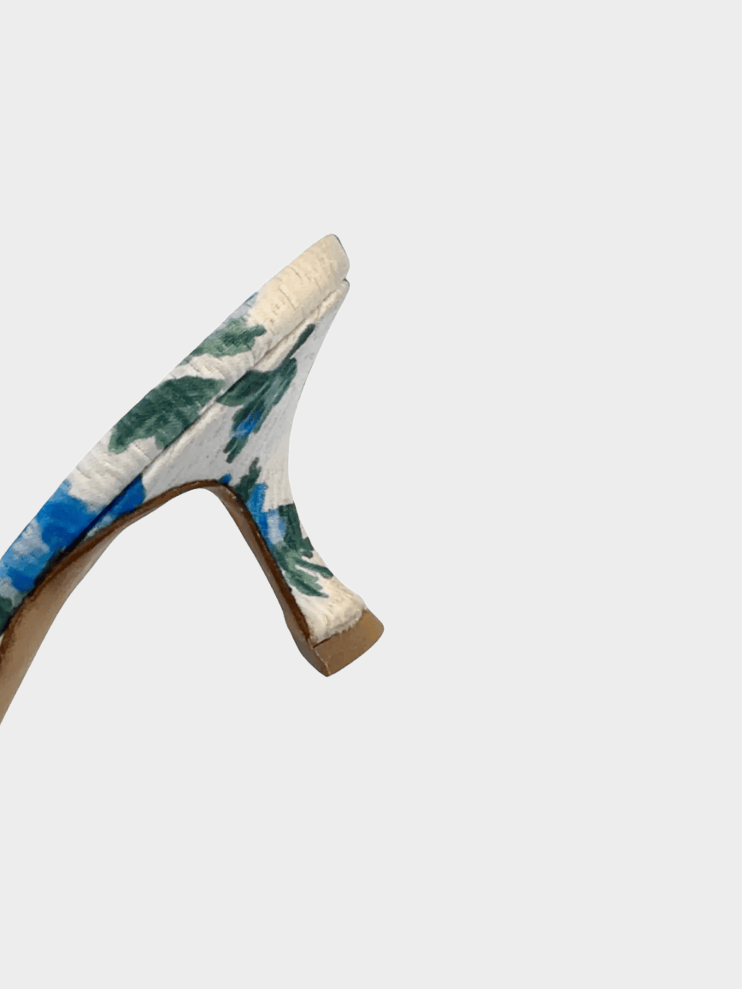 Manolo Blahnik 2000s Blue Floral Mule Heels