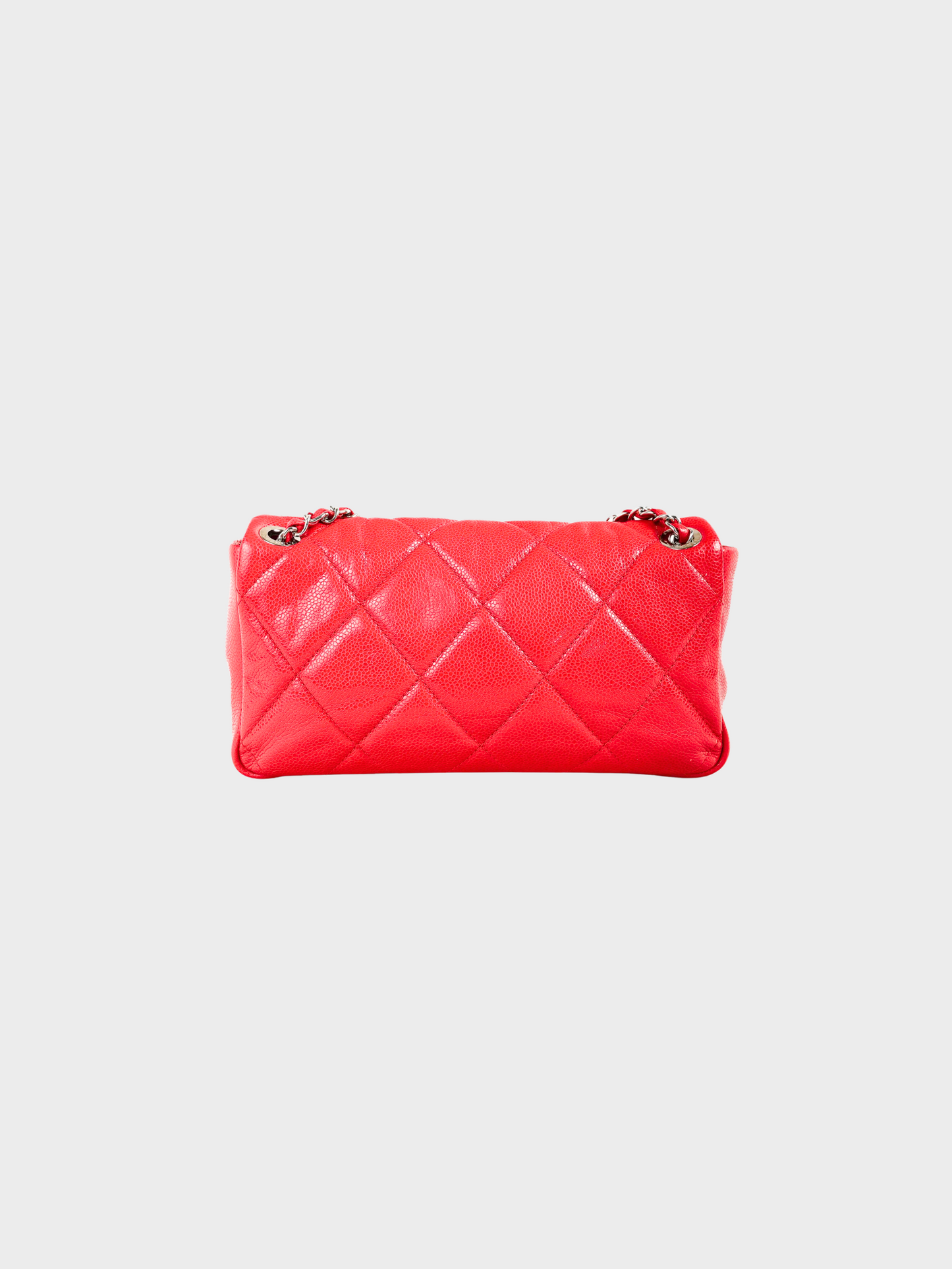 Chanel 2009 Red Quilted CC Logo Flap Handbag