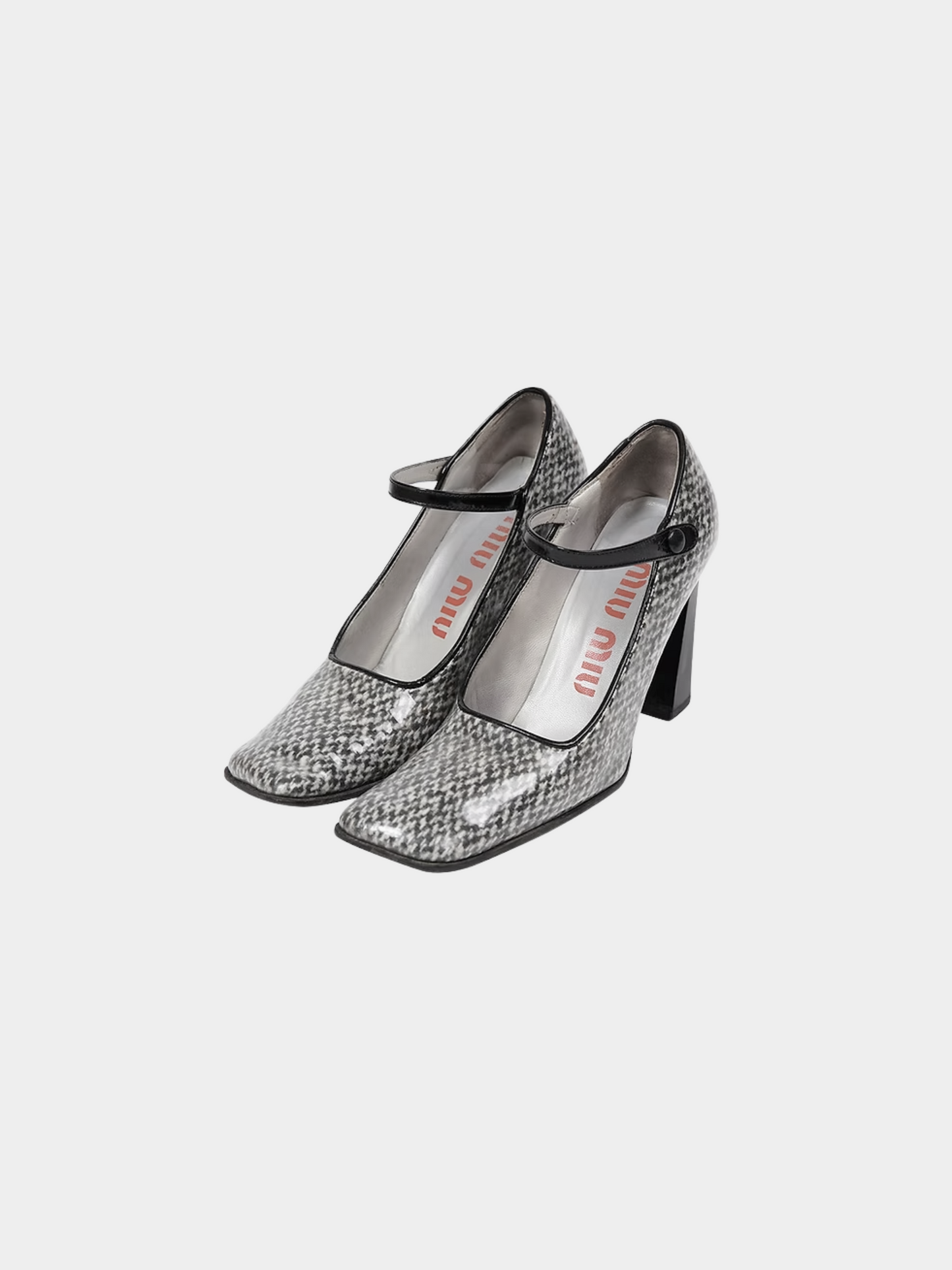 Miu Miu FW 1990 Black Plastic Tweed Heels
