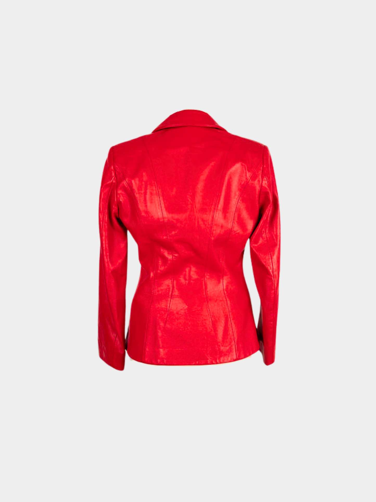 Thierry Mugler 2000s Red leather bustier and jacket Blazer Set