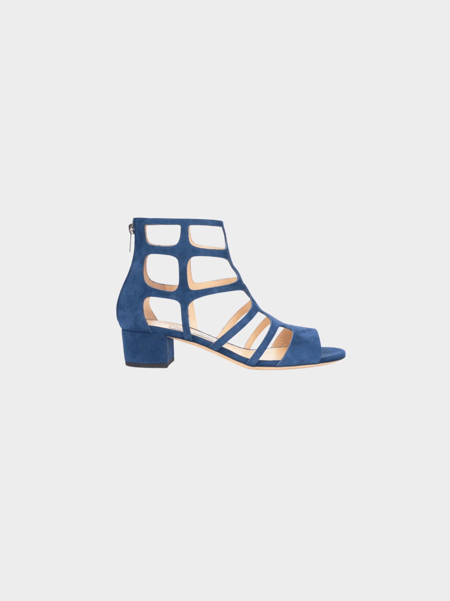 Jimmy Choo 2010s Ren 35 Pacific Suede Cage Sandals