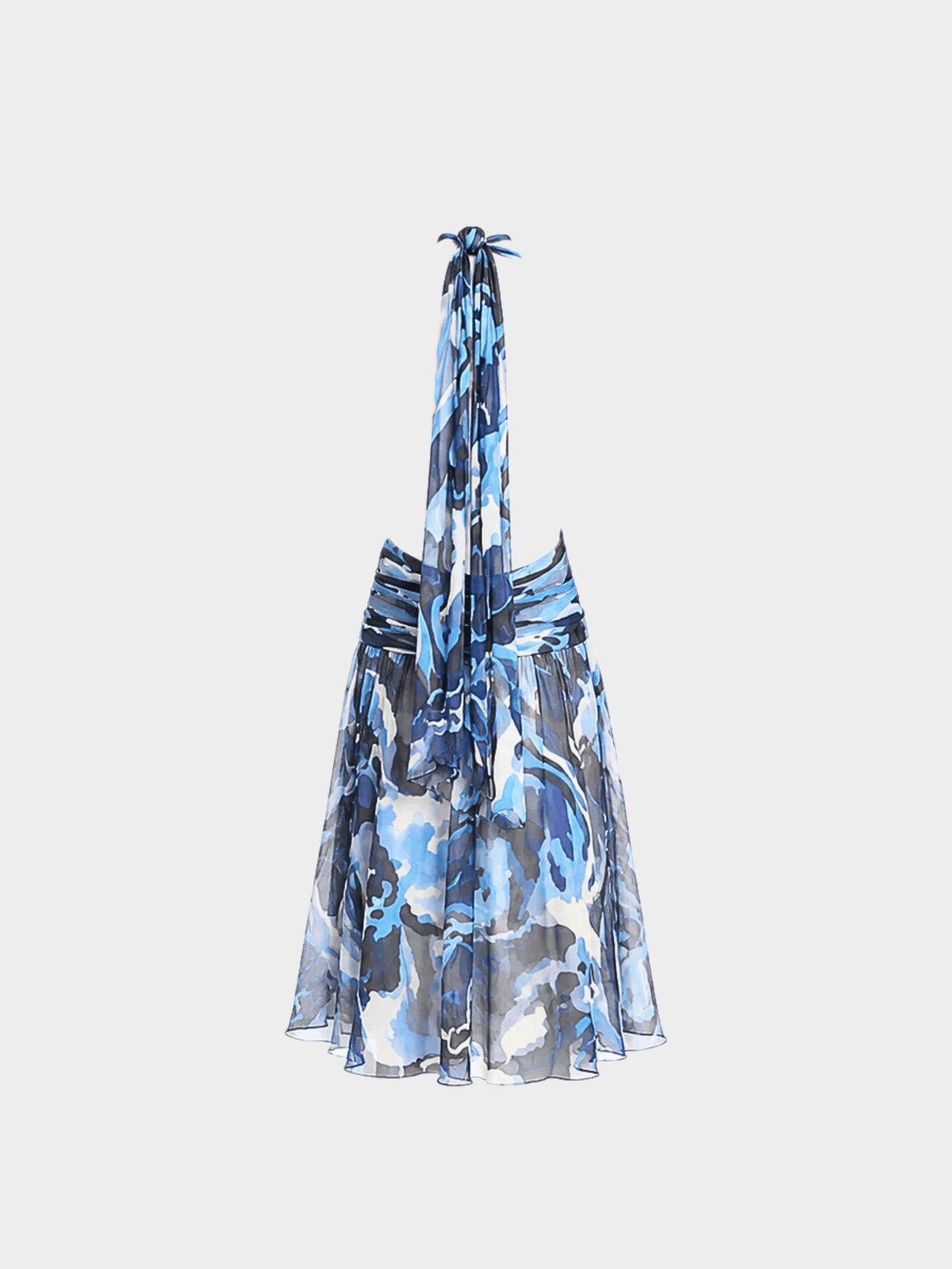 Emilio Pucci 2000s Blue Silk Chiffon Halter Dress