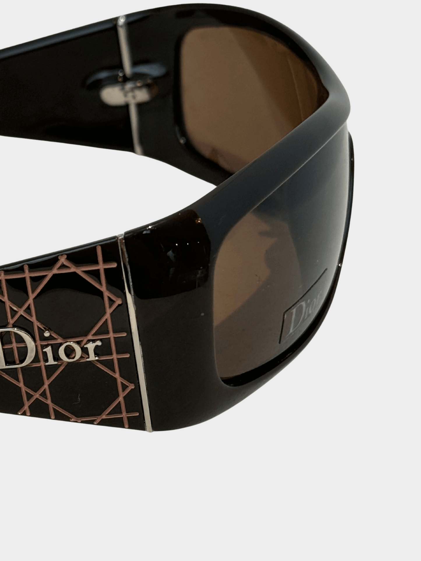 Christian Dior 2000s Black Cannage Logo Rectangle Sunglasses
